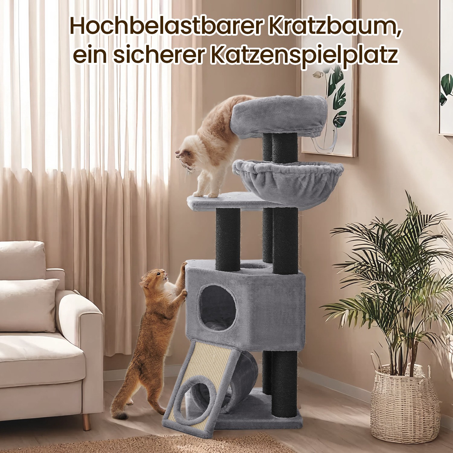 Stort kradsetræ, kattetræ, med hule
