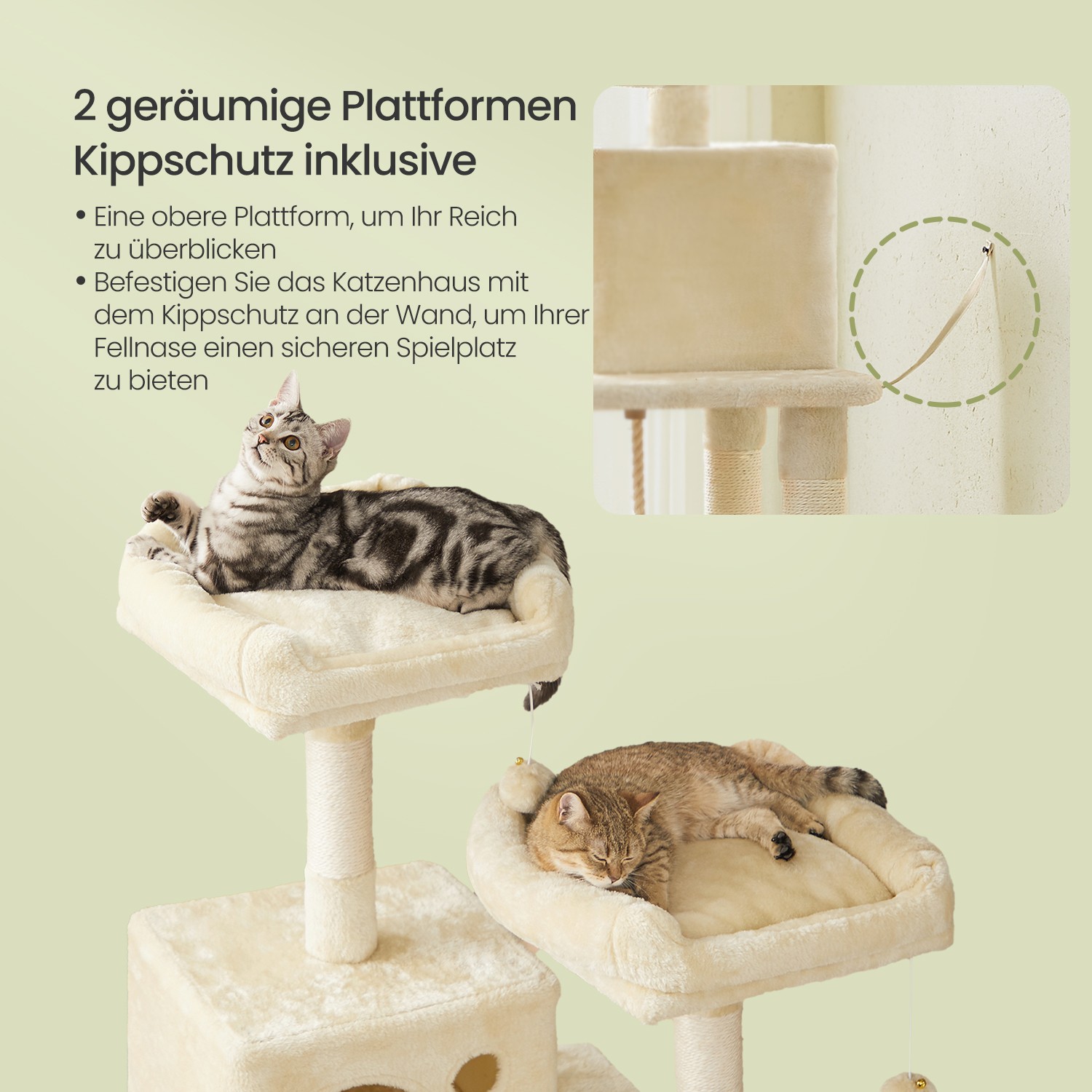 Scratching post, 143 cm high, cat tree with 11 scratching posts - Image 4