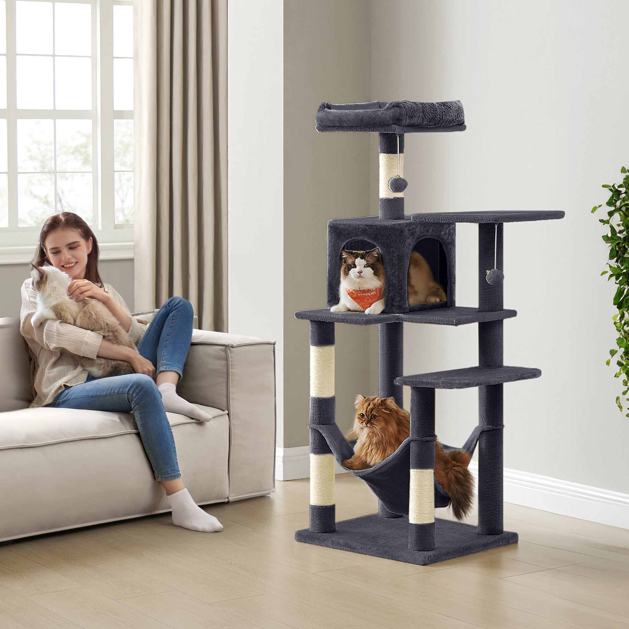 Scratching post, 143 cm high cat tree, cat scratching post