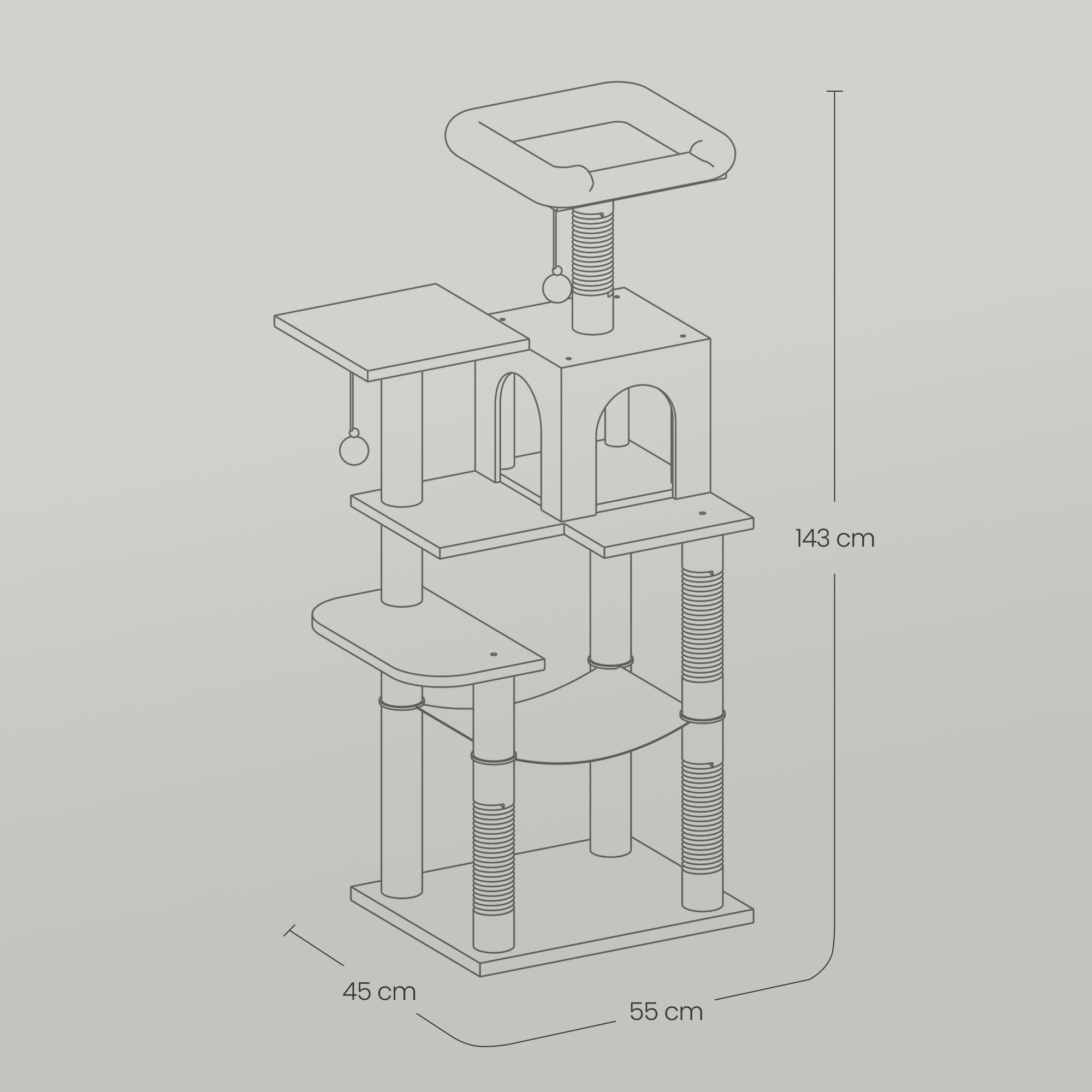 Scratching post, 143 cm high cat tree, cat scratching post - Image 5