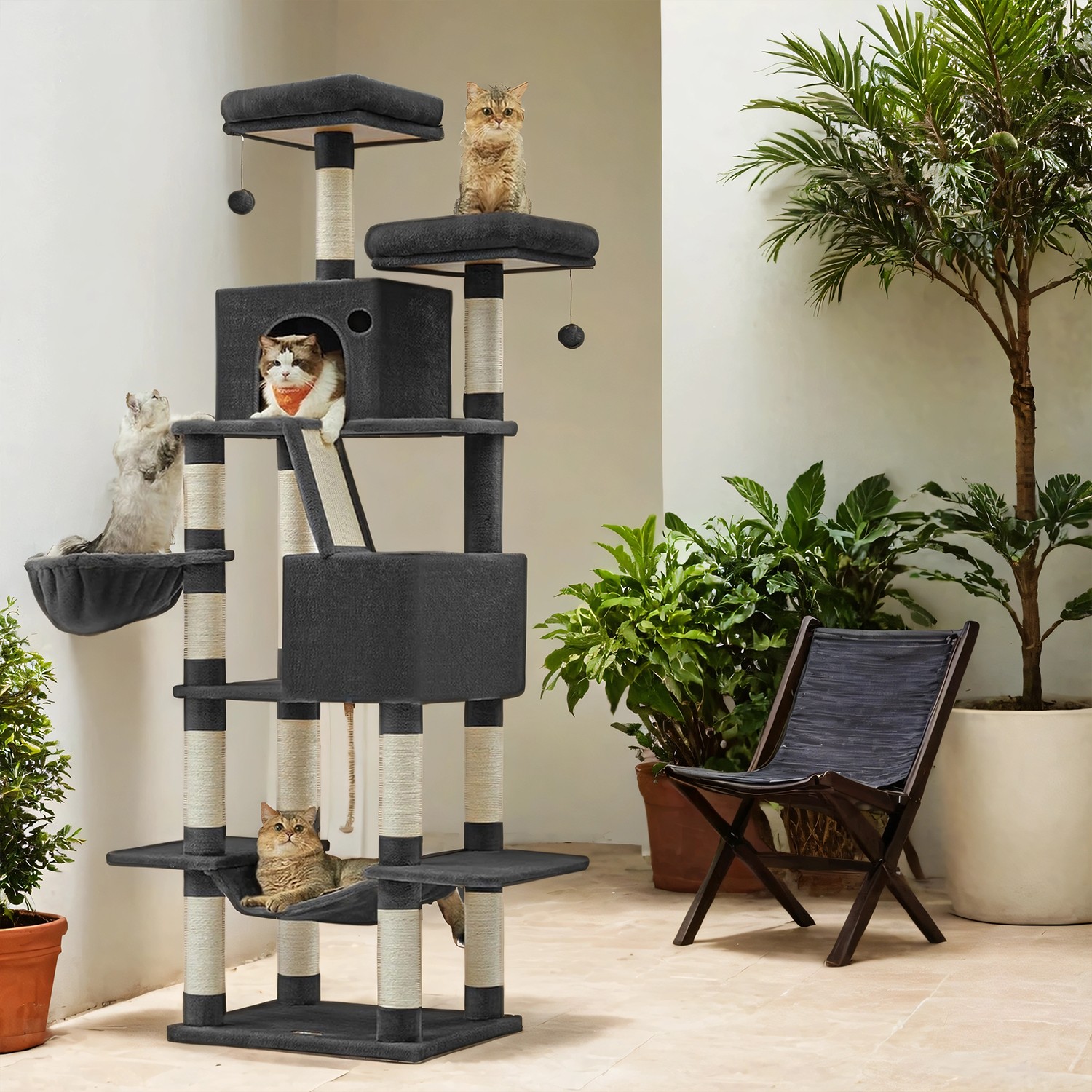 Scratching post 206 cm high, cat tree, with 13 scratching posts - Image 2