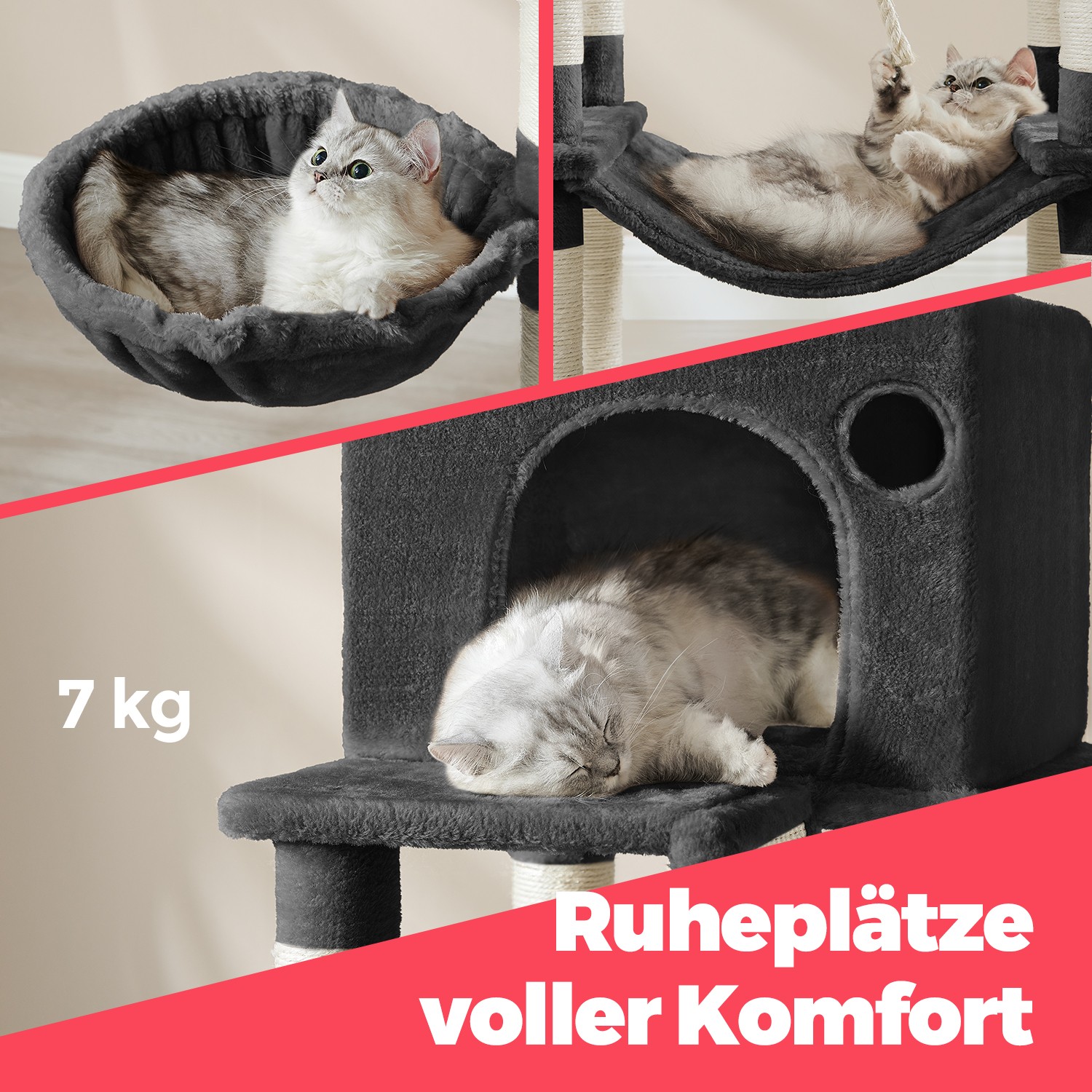Scratching post 206 cm high, cat tree, with 13 scratching posts - Image 4
