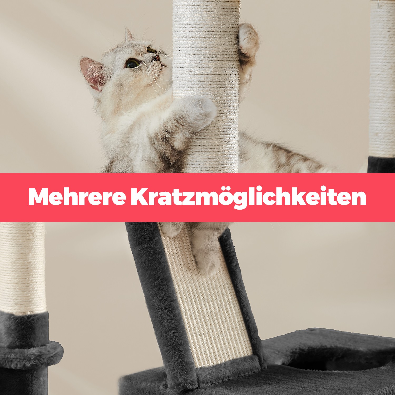 Scratching post 206 cm high, cat tree, with 13 scratching posts - Image 5