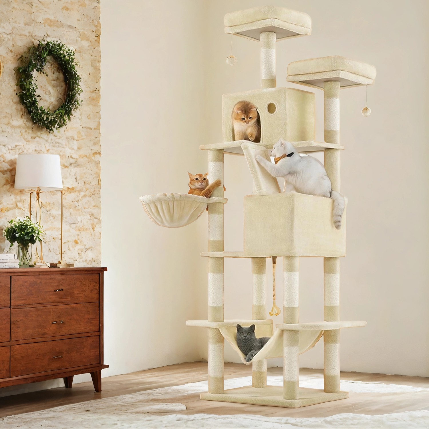 Scratching post 206 cm high, cat tree, with 13 scratching posts - Image 2