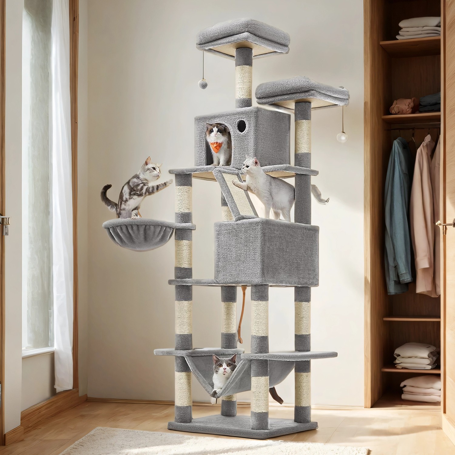 Scratching post 206 cm high, cat tree, with 13 scratching posts - Image 2
