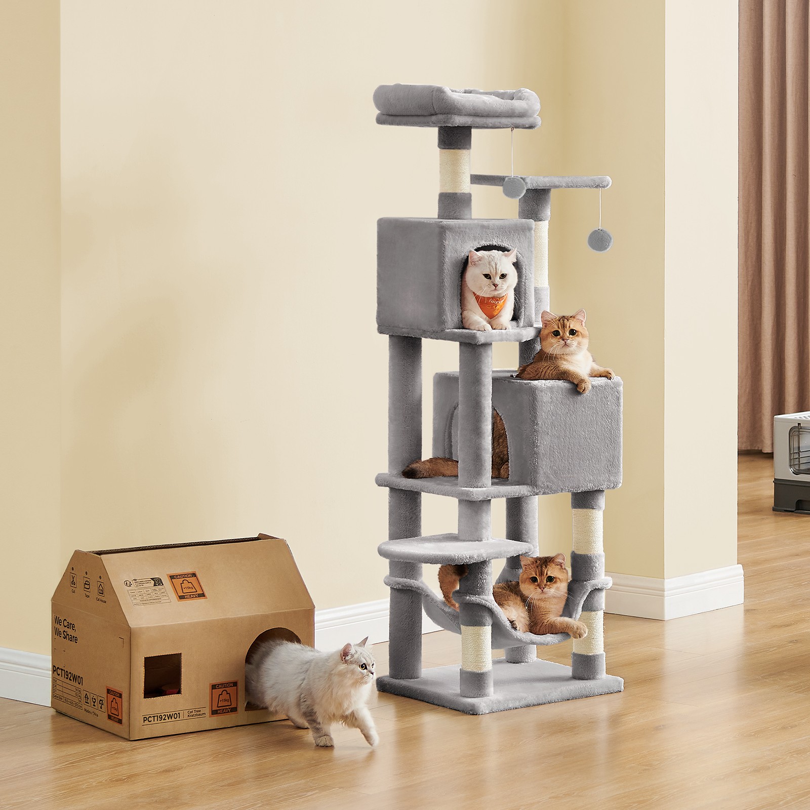 Scratching post, 155 cm cat tree, plush