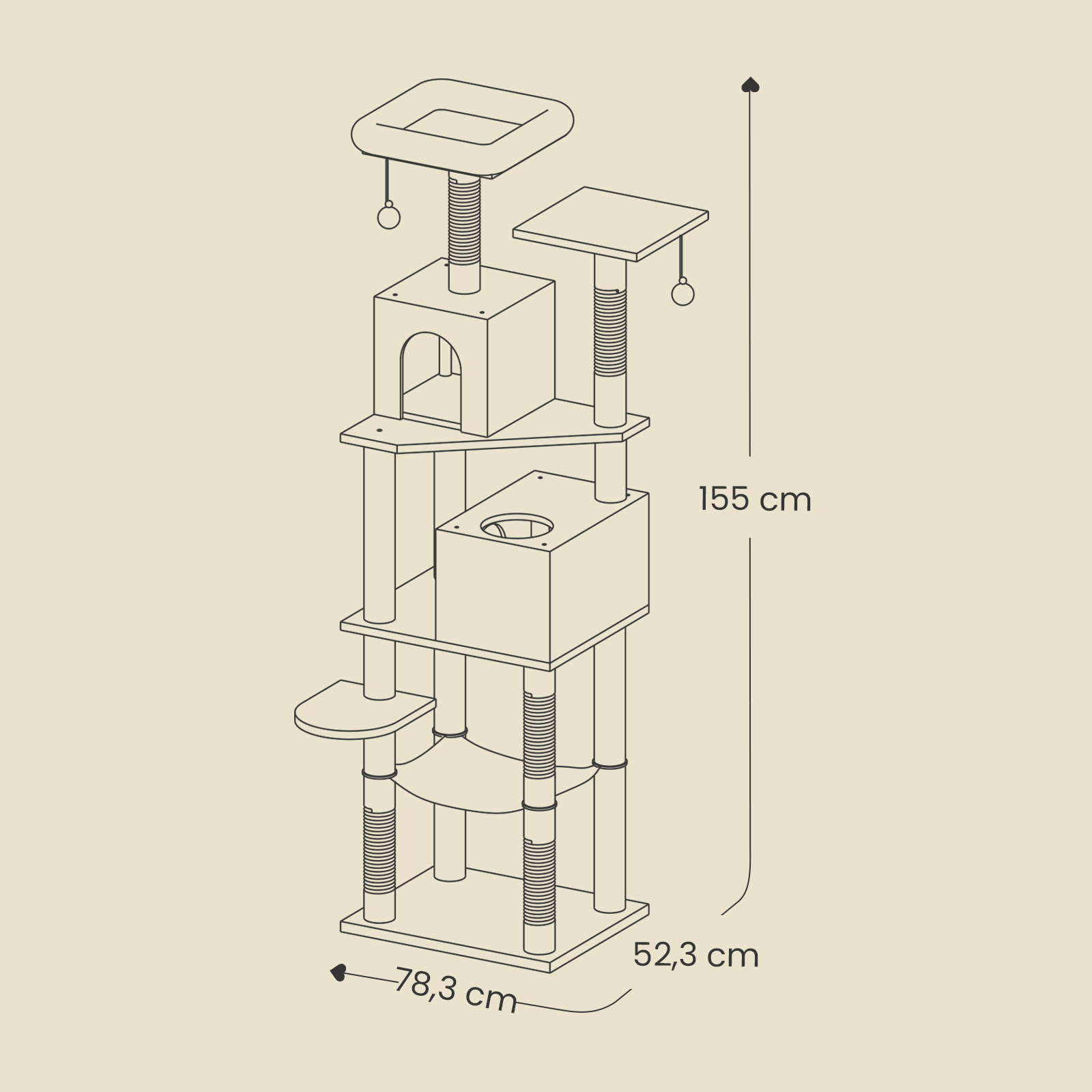 Scratching post, 155 cm cat tree, plush - Image 5
