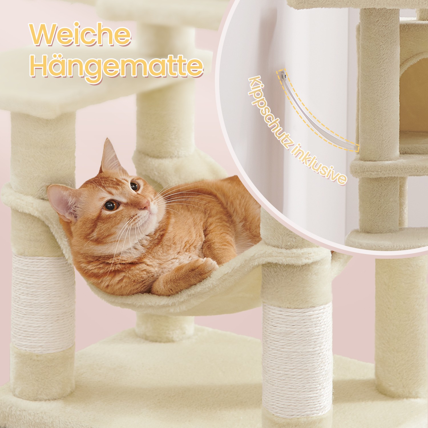 Scratching post, multi-storey cat tree with cave, hammock and 4 scratching posts - Image 3