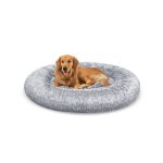 Fluffy dog bed Ø 120 cm light grey