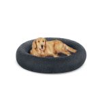 Fluffy dog bed Ø 120 cm dark grey