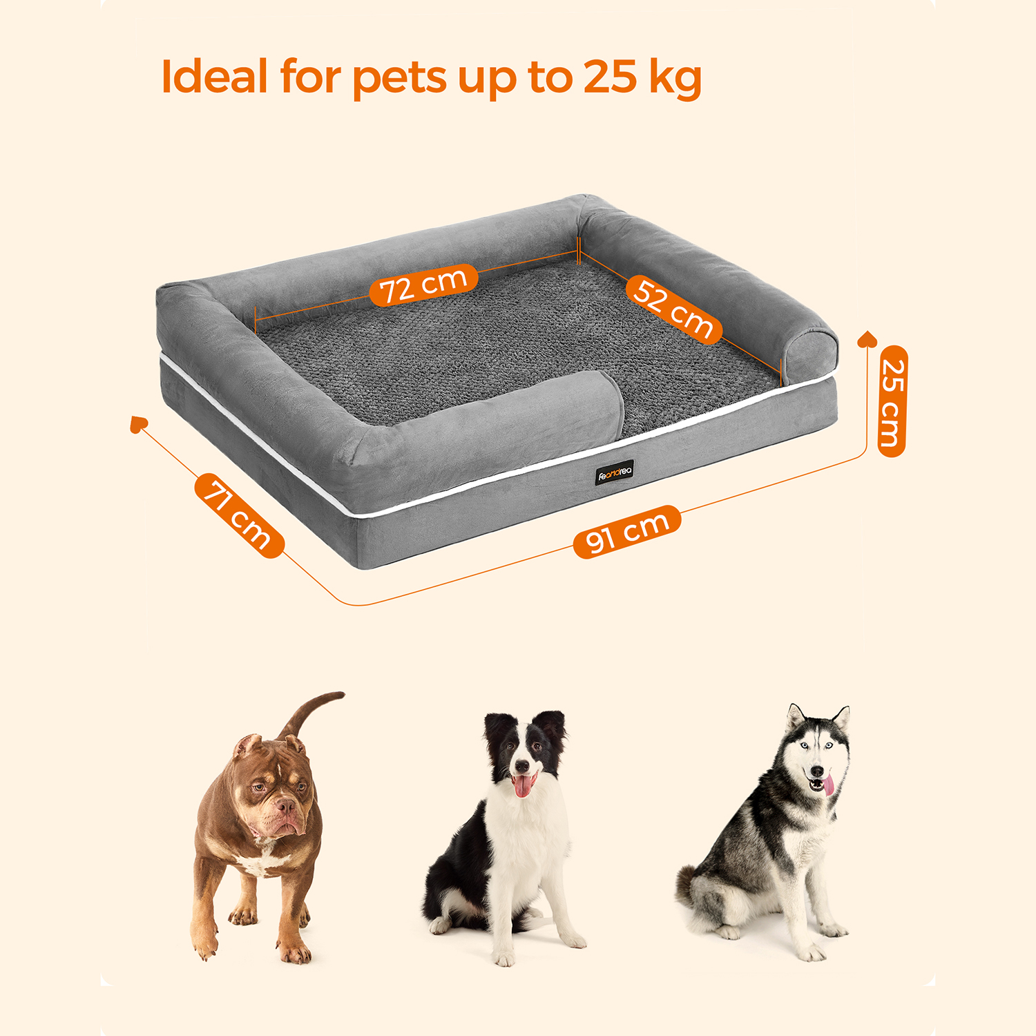Hundeseng Ortopædisk sofa Vaskbar skridsikker grå - Billede 6