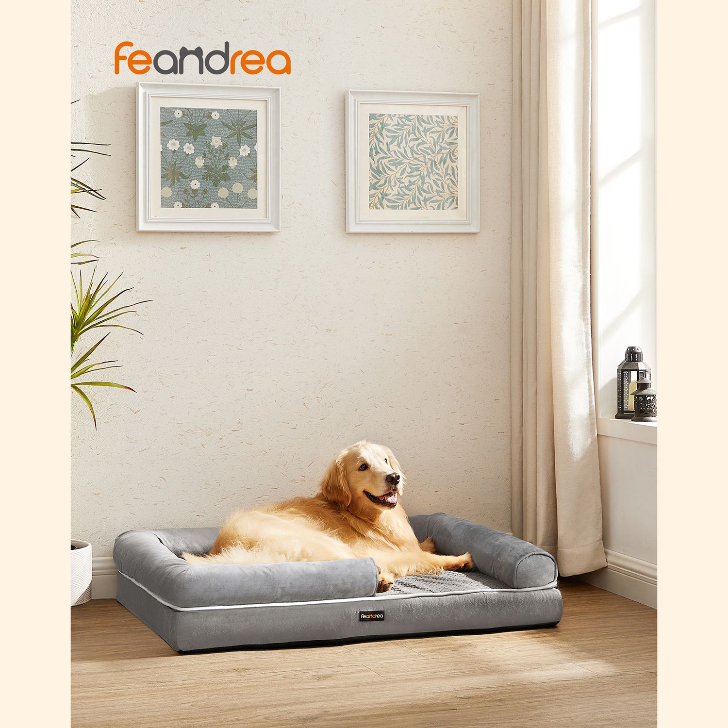 Dog Bed Orthopaedic Sofa Washable Non-Slip Grey - Image 2
