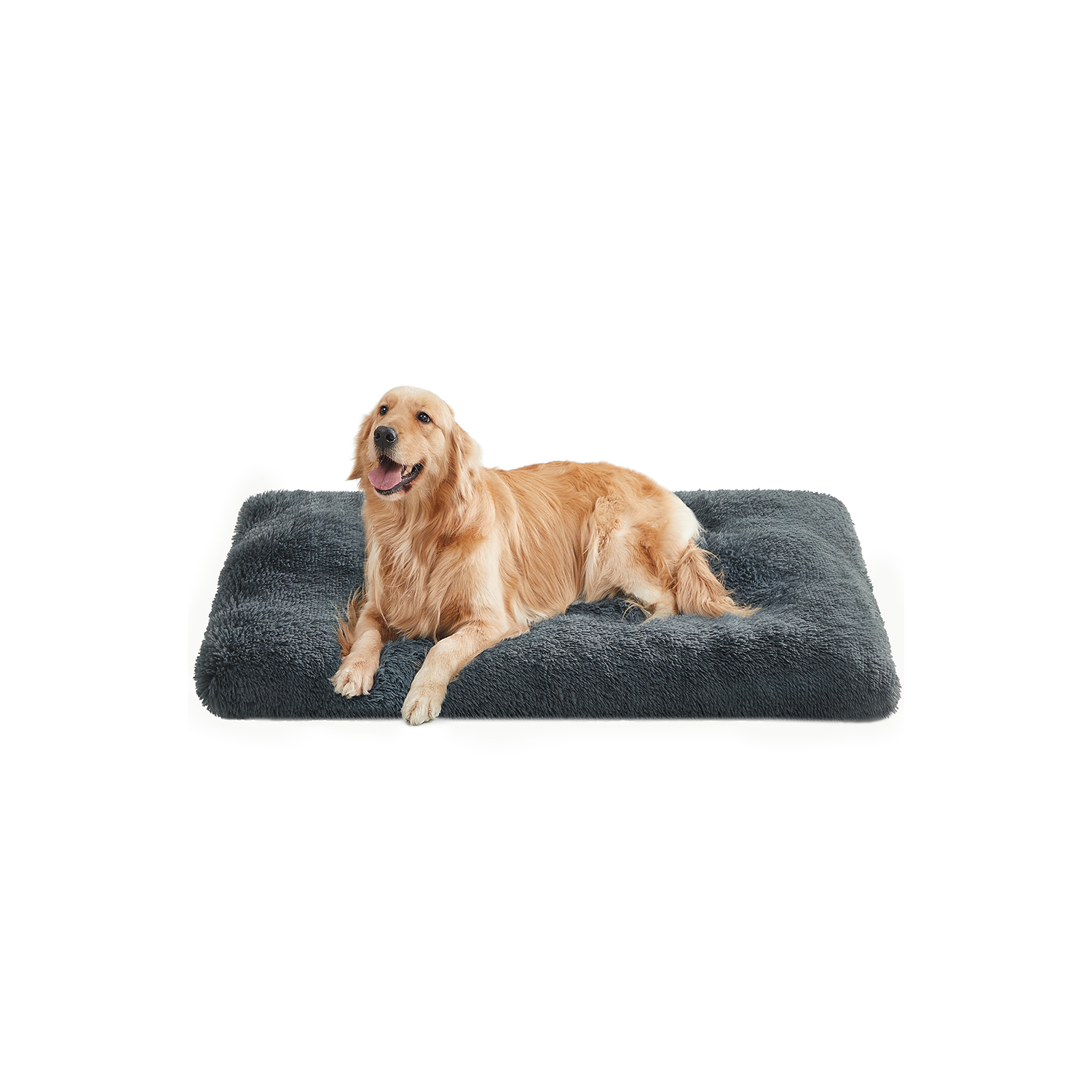 Fluffy dog bed 122 x 74 cm dark grey
