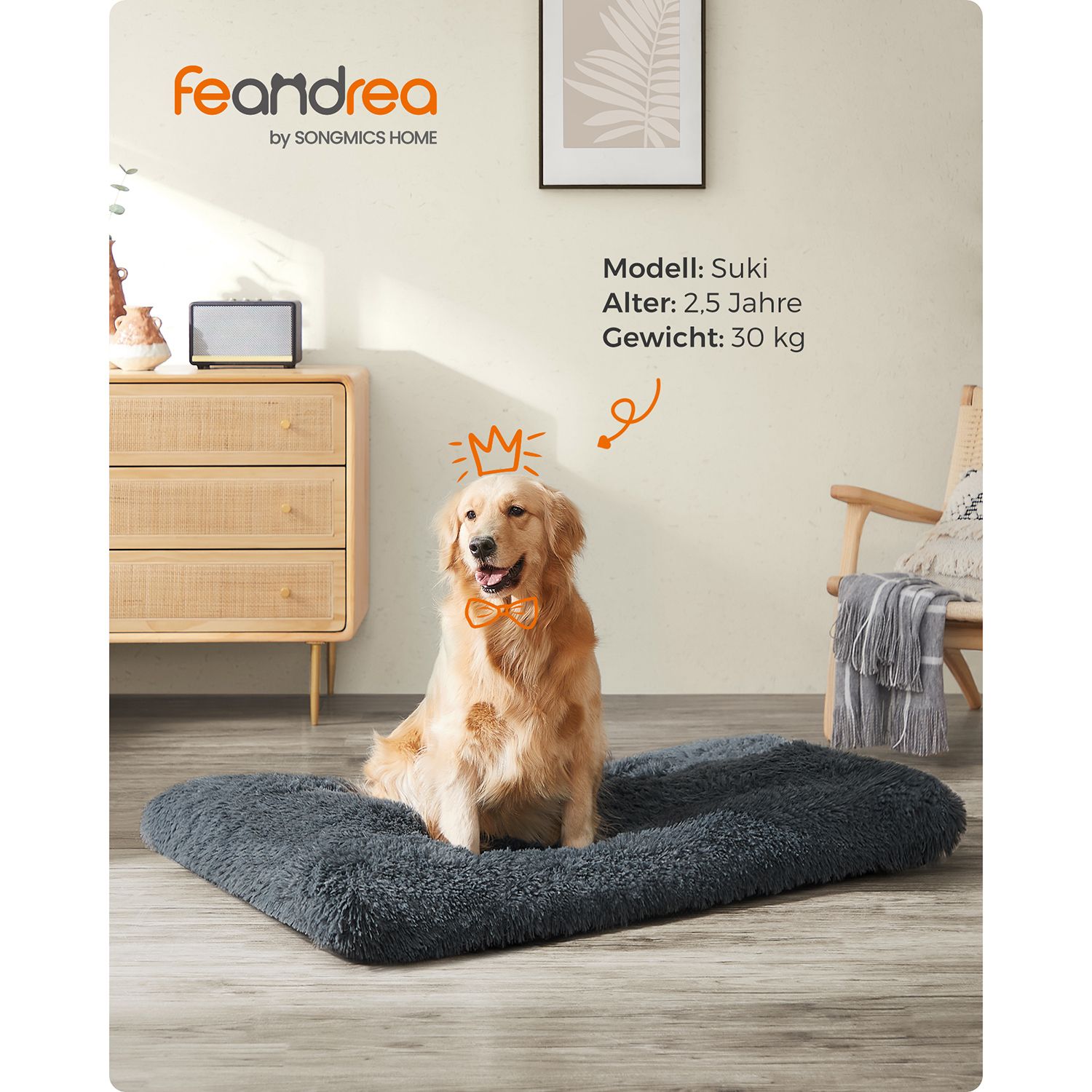 Fluffy dog bed 122 x 74 cm dark grey - Image 2