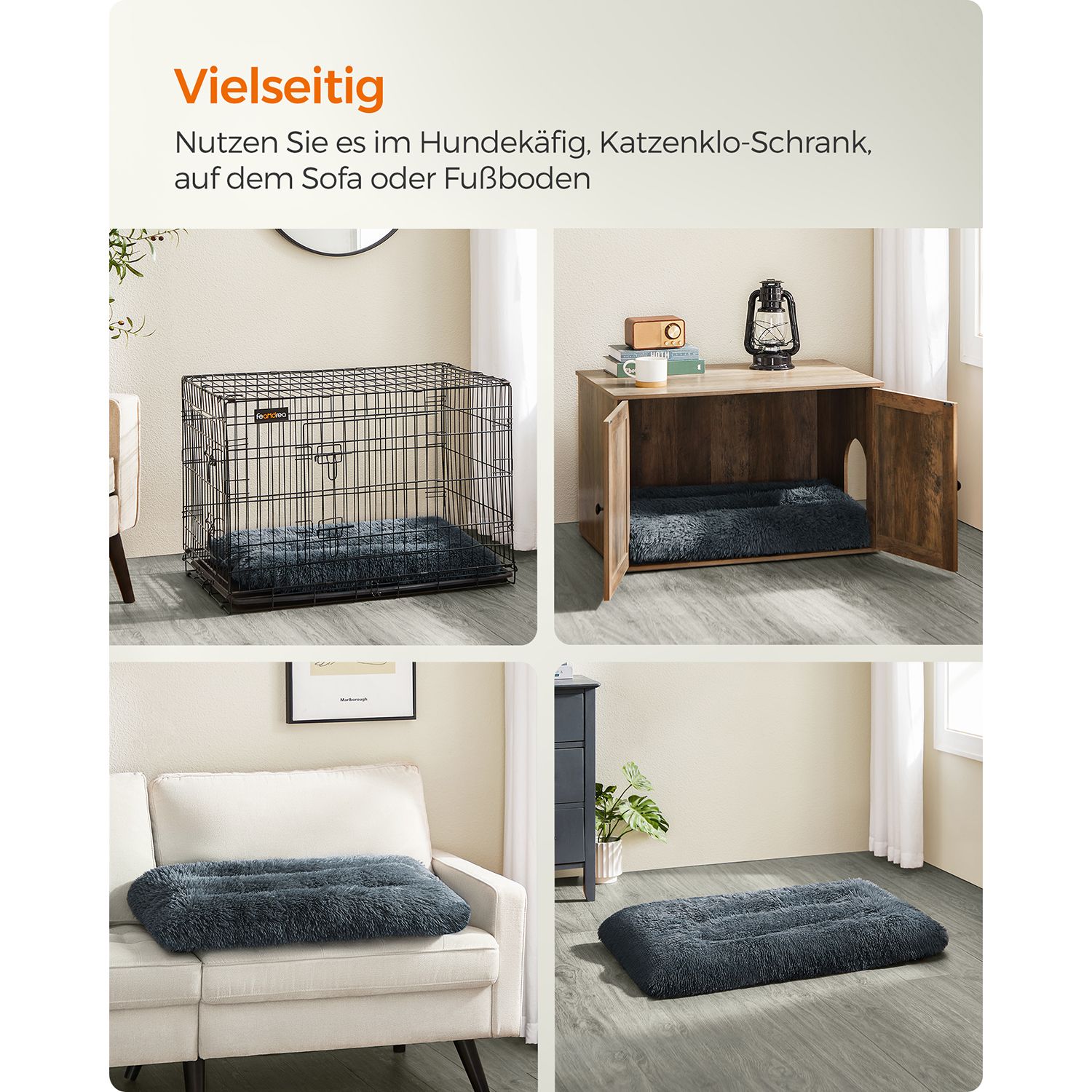 Fluffy dog bed 122 x 74 cm dark grey - Image 4
