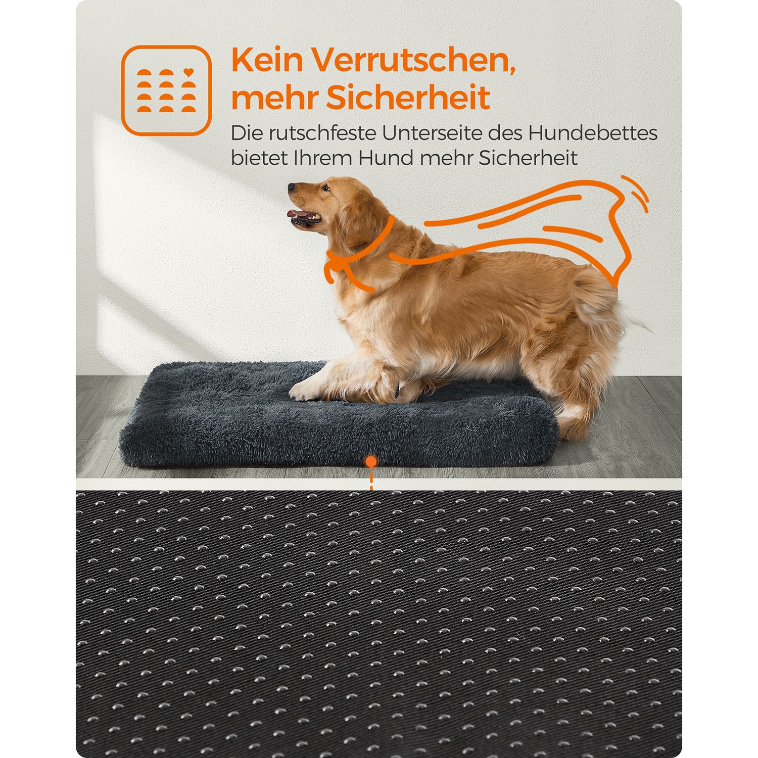 Fluffy dog bed 122 x 74 cm dark grey - Image 5