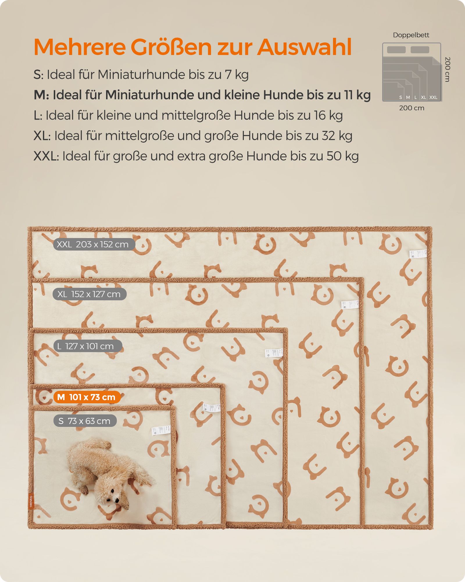 Vattentätt hundtäcke för miniatyrhundar beige - Bild 6