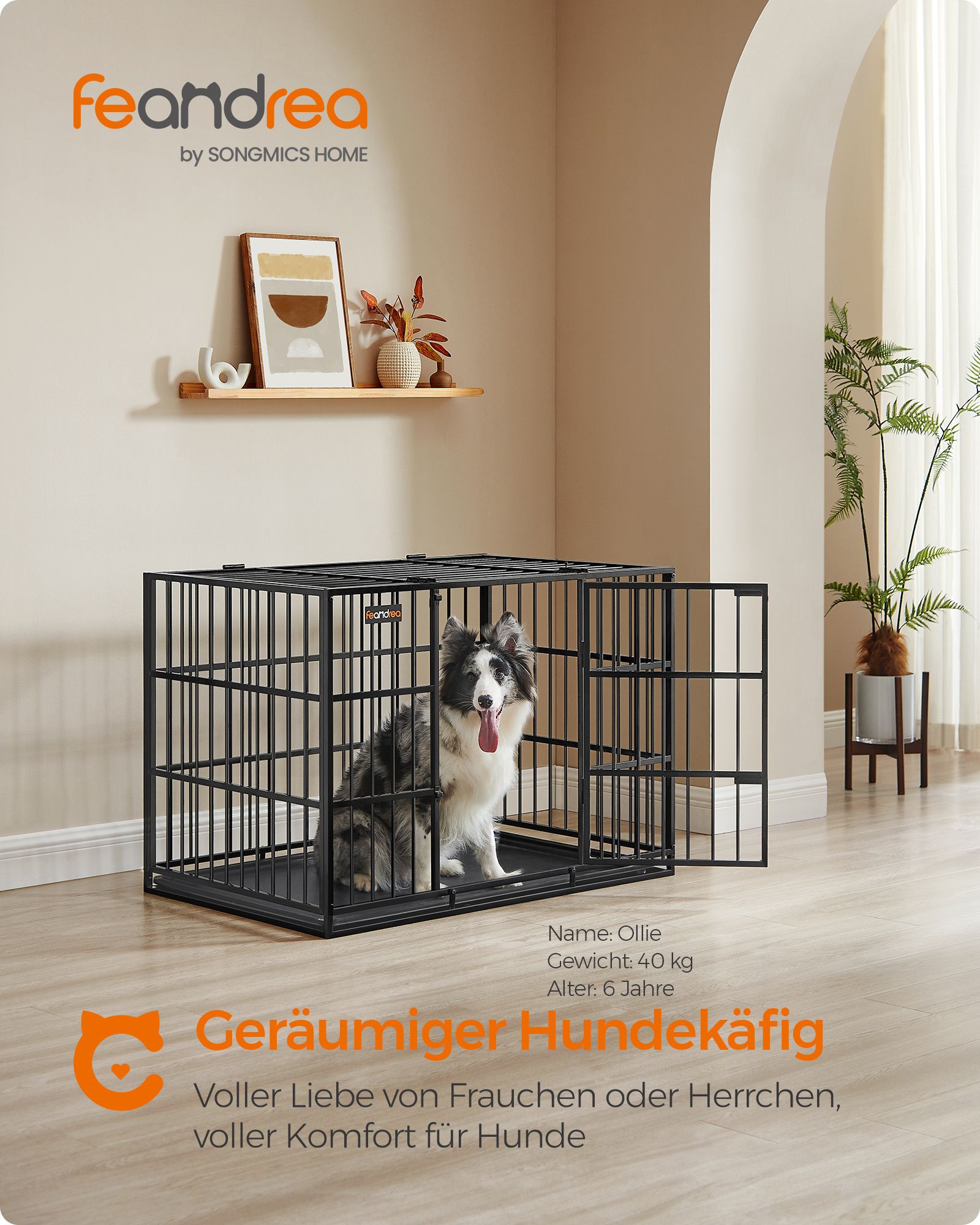 Hundbur 107 x 70 x 75 cm med löstagbar bottenbricka - Bild 2