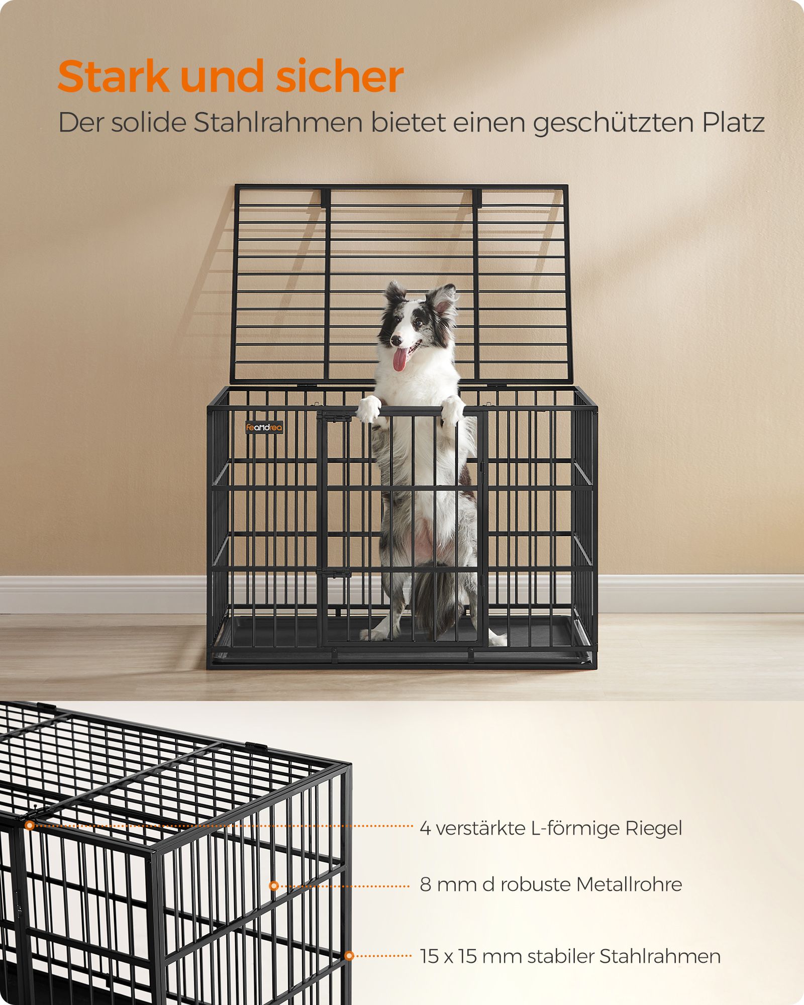 Hundbur 107 x 70 x 75 cm med löstagbar bottenbricka - Bild 3