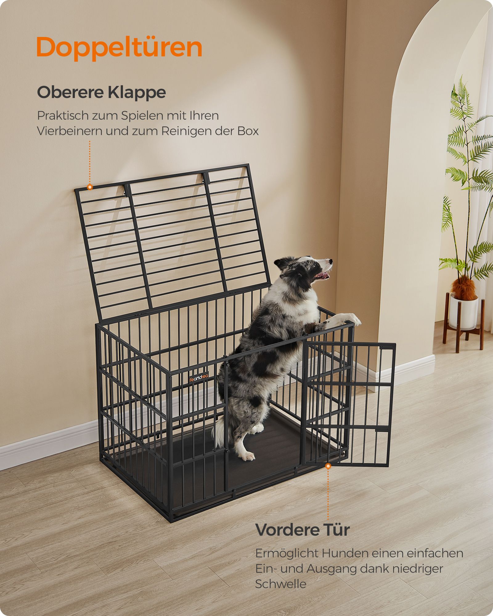 Hundbur 107 x 70 x 75 cm med löstagbar bottenbricka - Bild 5