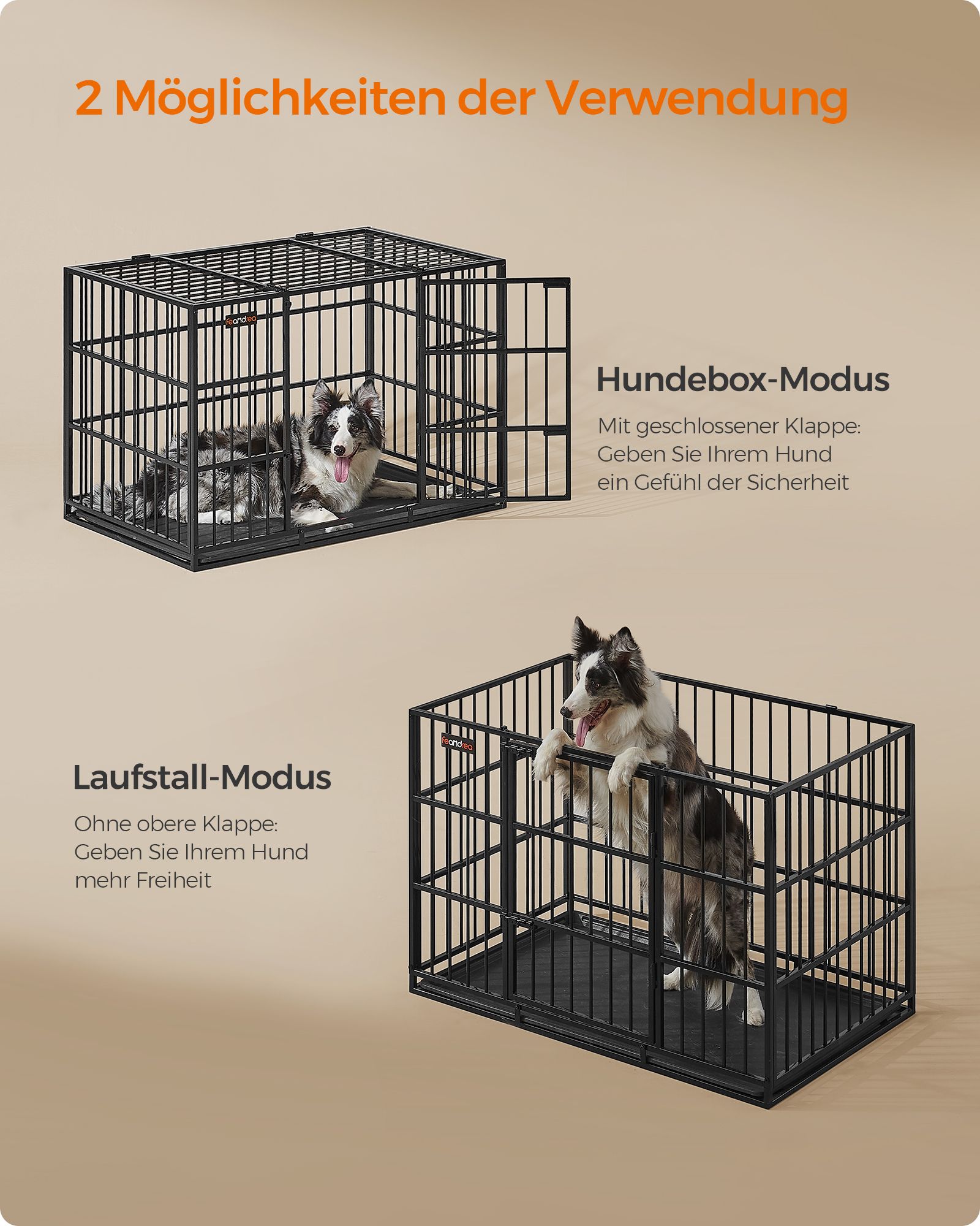 Hundbur 107 x 70 x 75 cm med löstagbar bottenbricka - Bild 6