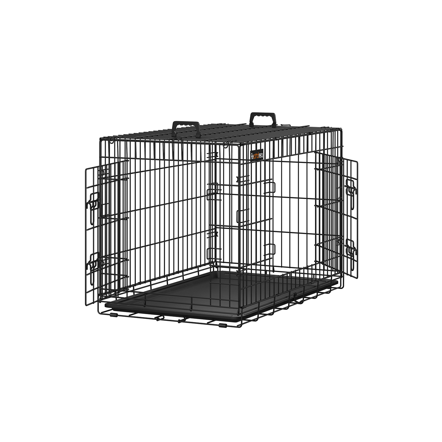 Hundekasse, sammenklappelig, 92,5 cm lang, 2 døre, L, sort