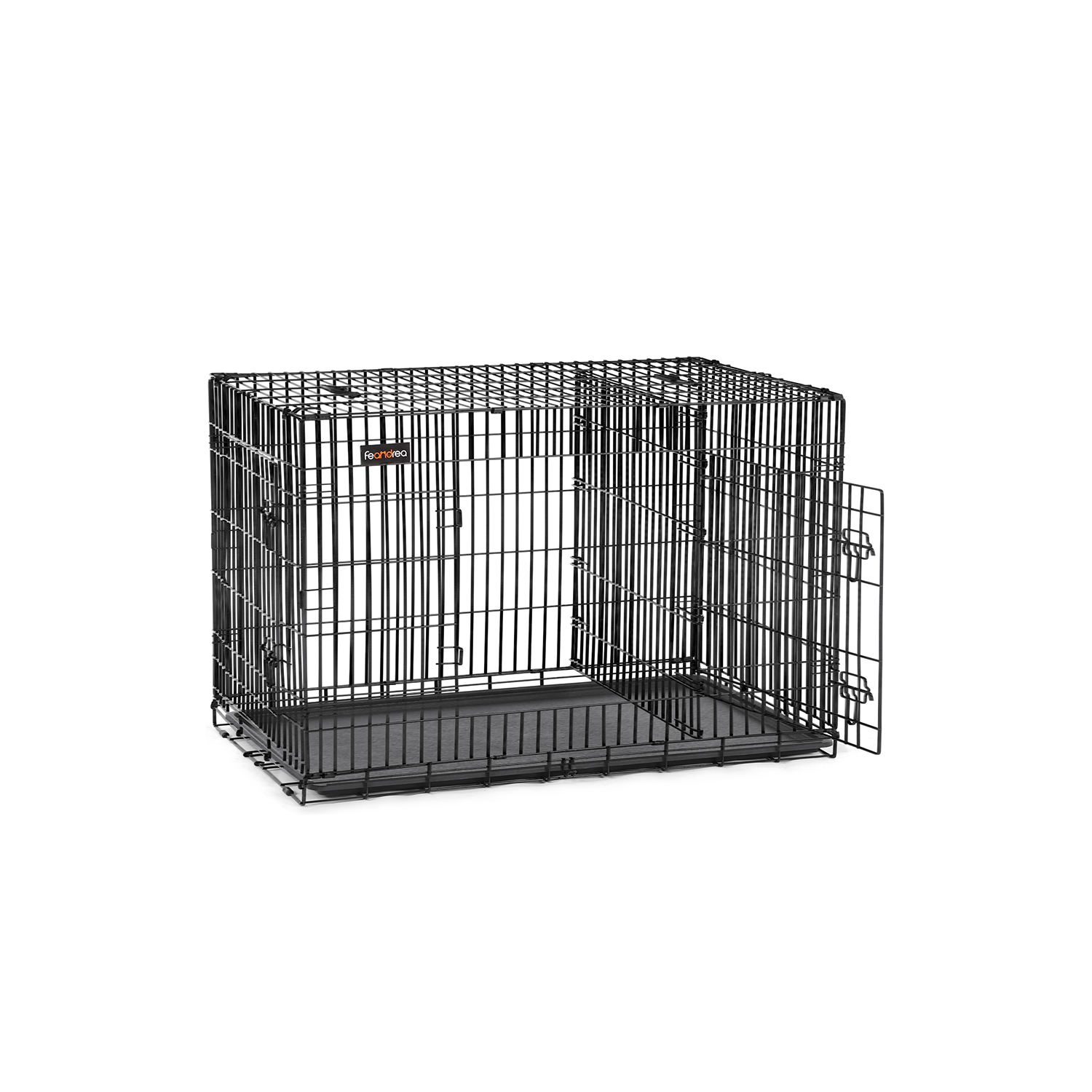 Dog Cage, Dog Crate with 2 Doors, 107 x 70 x 77.5 cm, Black