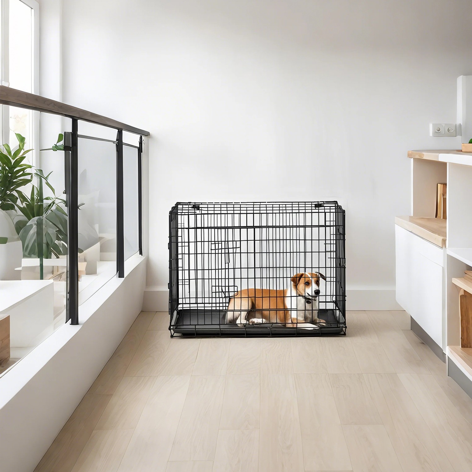 Folding dog cage, dog box, with 2 doors
