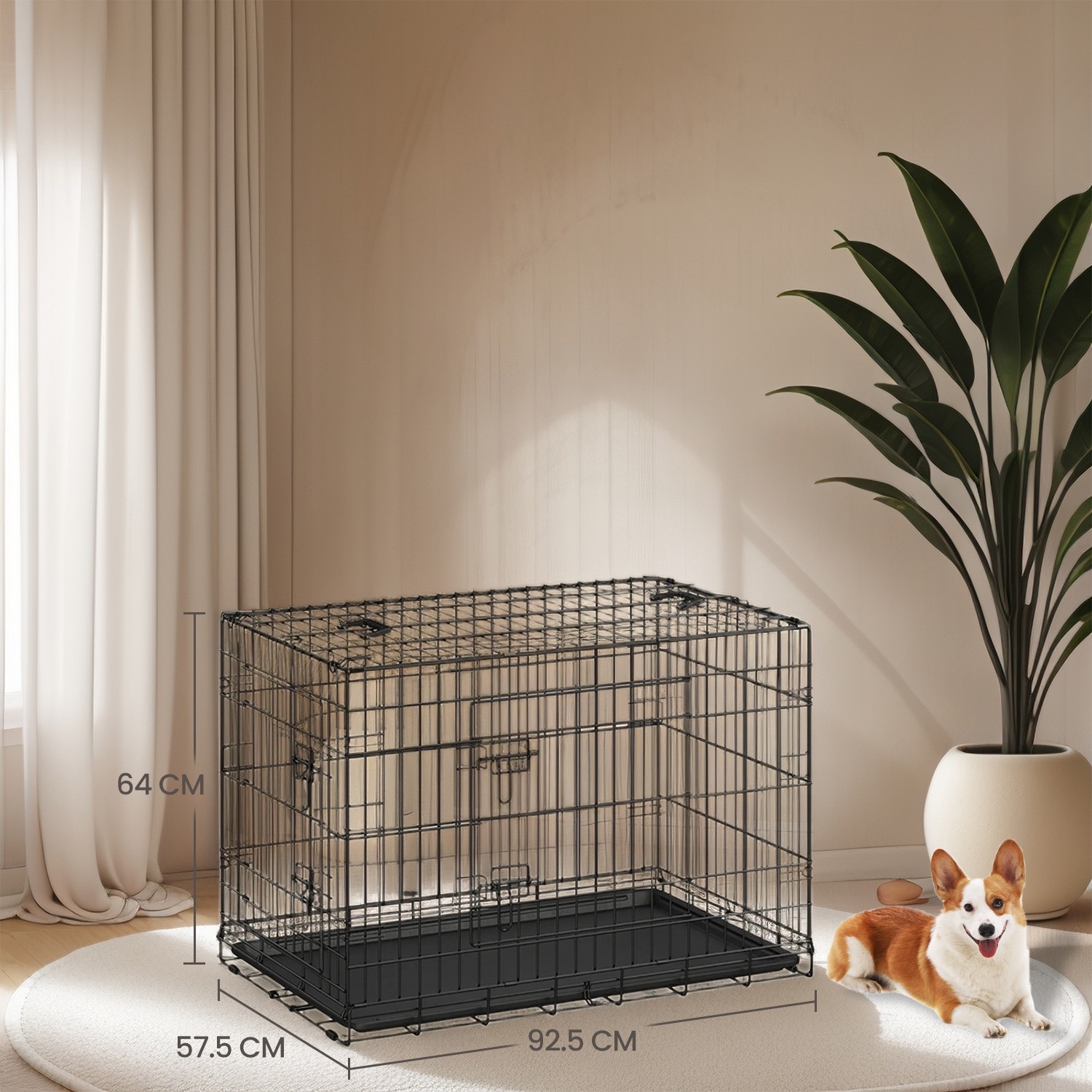 Folding dog cage, dog box, with 2 doors - Image 2