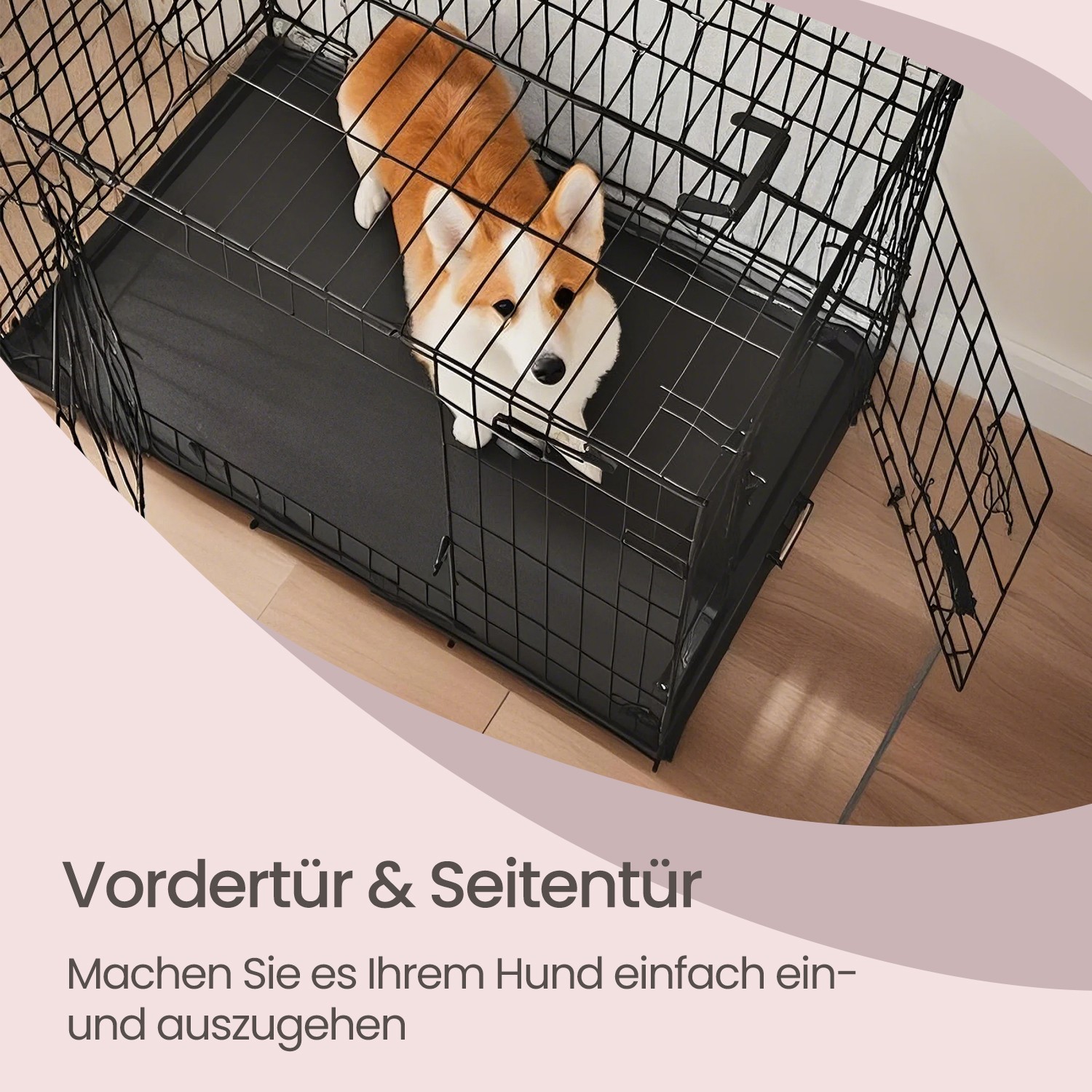 Folding dog cage, dog box, with 2 doors - Image 3