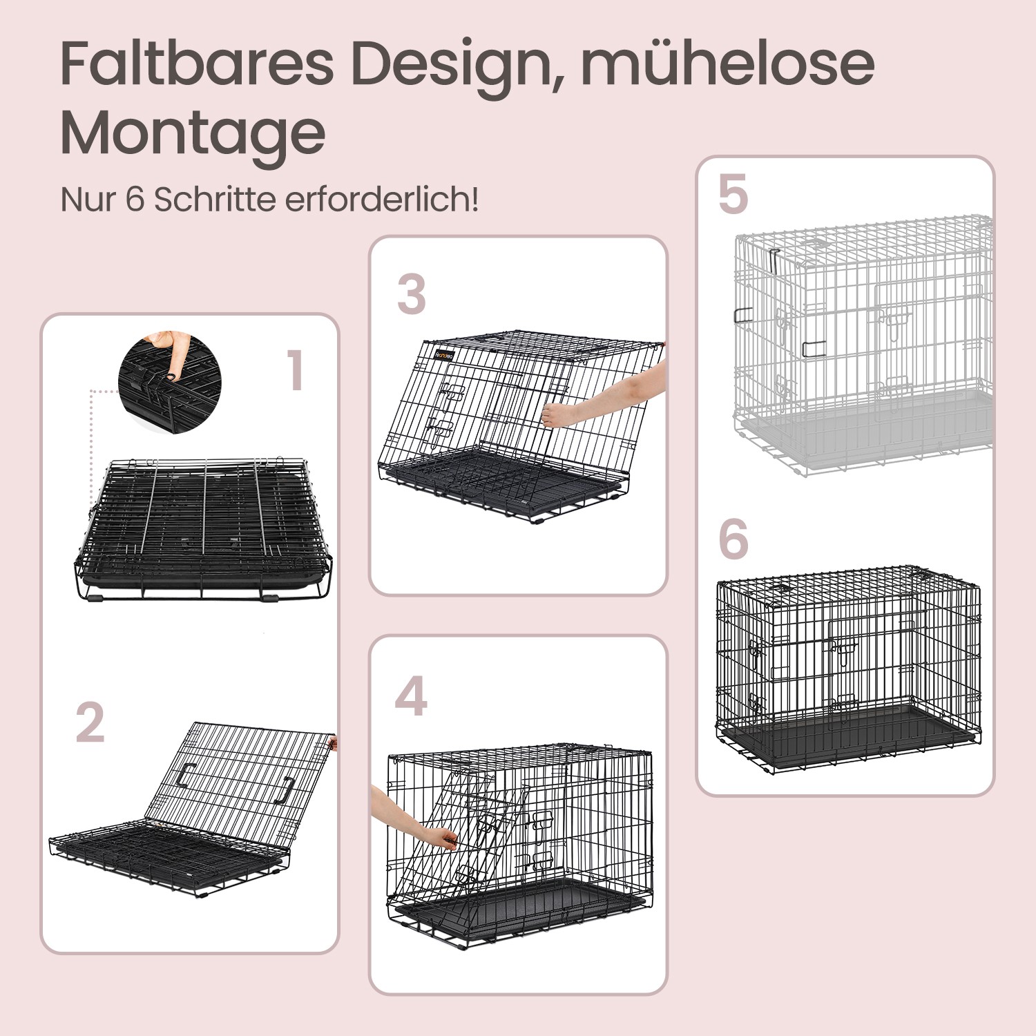 Folding dog cage, dog box, with 2 doors - Image 5