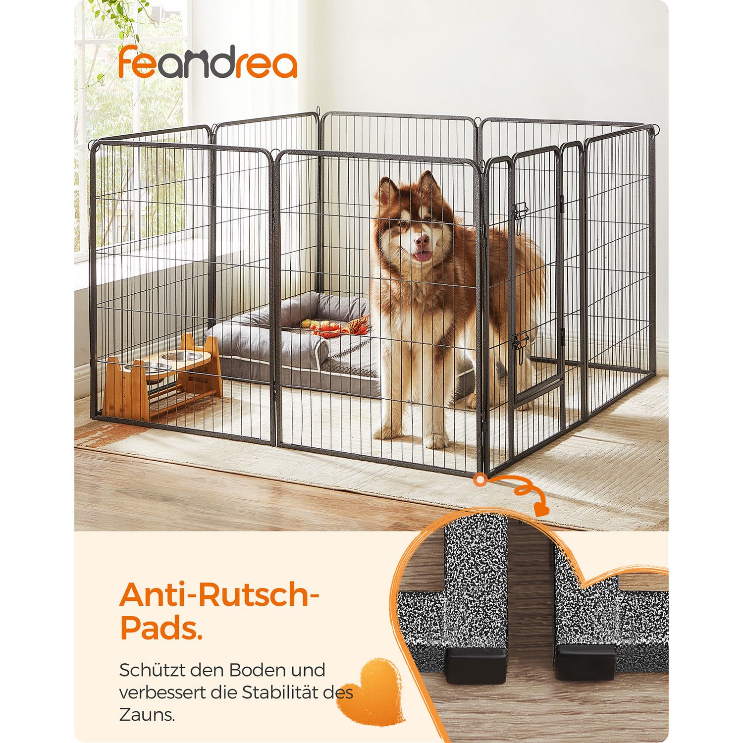 8-panelet legegård til kæledyr, robust hundegård, 77 x 100 cm, grå - Billede 2