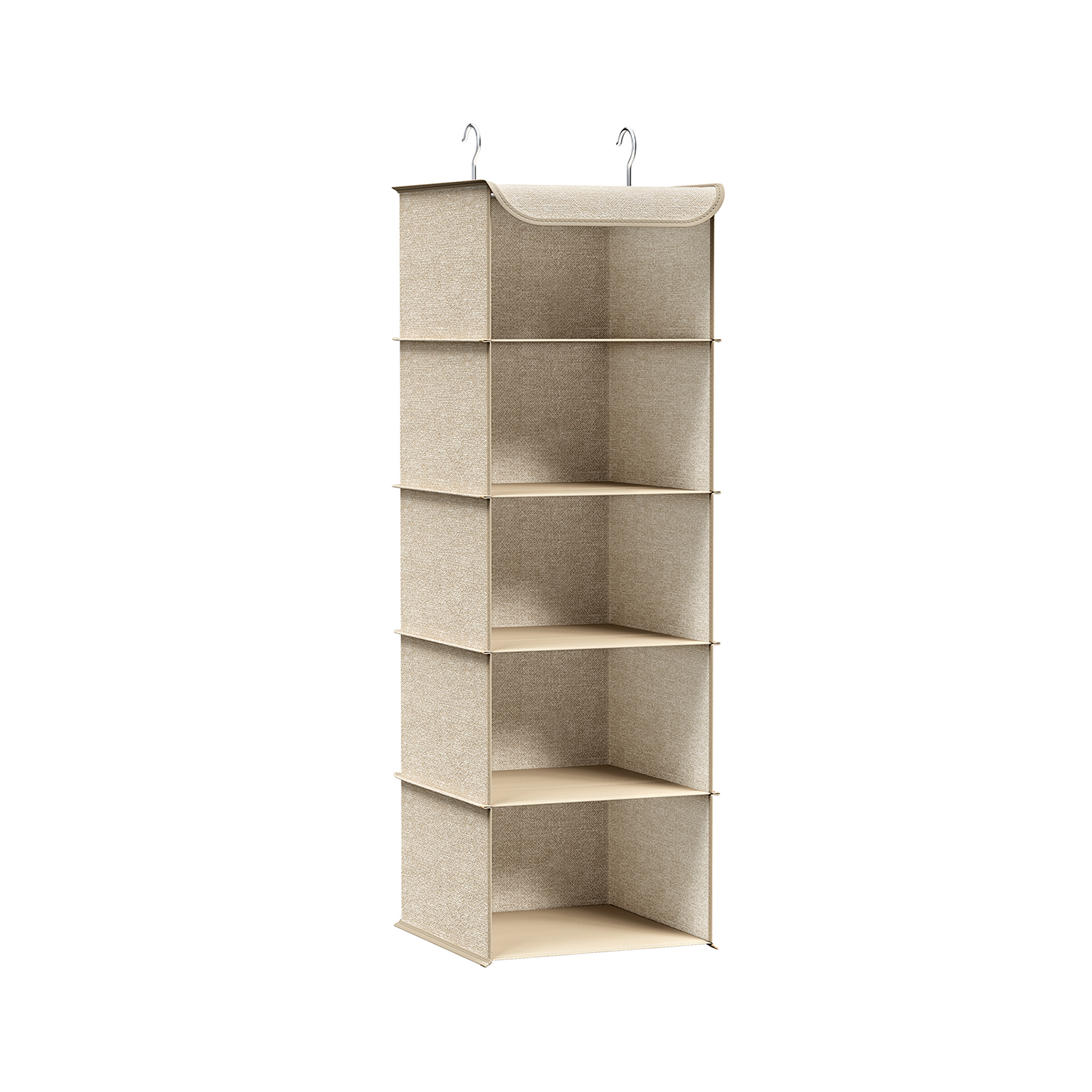 Hanging organiser with metal hooks sand beige
