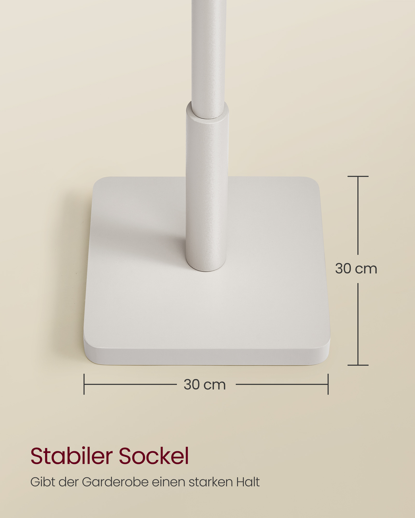 Portemanteau, Portant à Vêtements en Bois, Support sur Pieds avec 8 Crochets, 3 Hauteurs, pour Manteaux, Chapeaux, Sacs, pour Entrée, Couloir, Bois d'Hévéa, Beige Cappuccino - Billede 4
