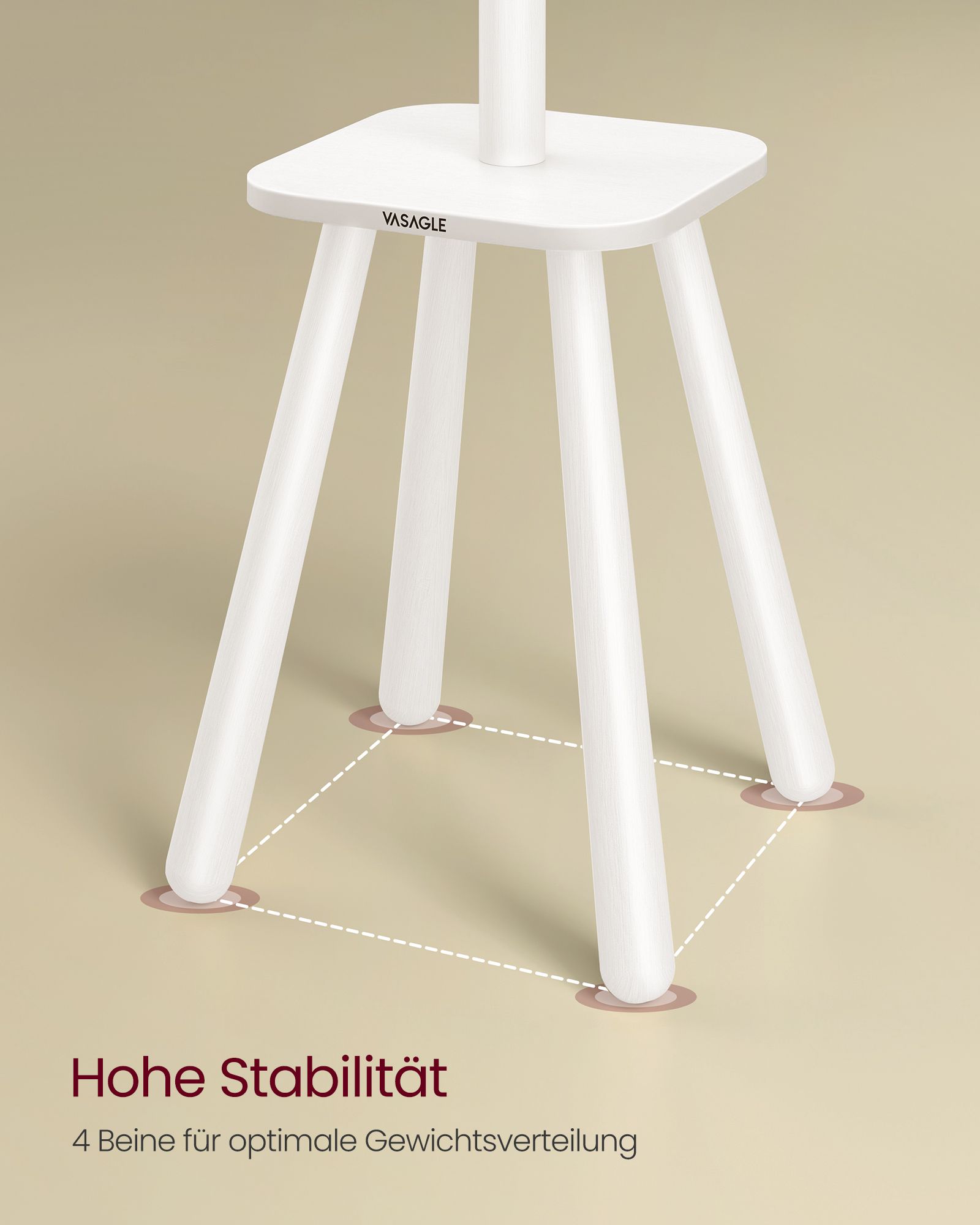 Tøjstativ med 8 kroge og hylde skyhvid - Billede 4