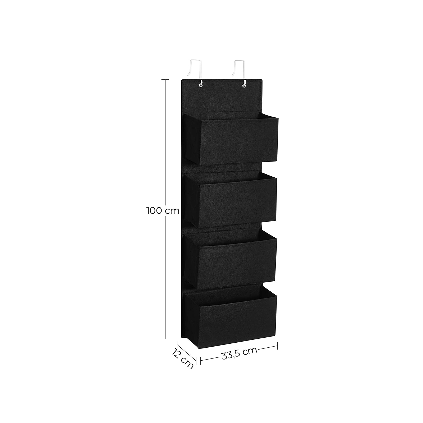 Over-Door Storage with 4 Pockets, Wall Hanging Storage Organiser, Practical and Spacious, for Children's Room Office Bedroom, 33.5 x 12 x 100 cm, Black - Image 6