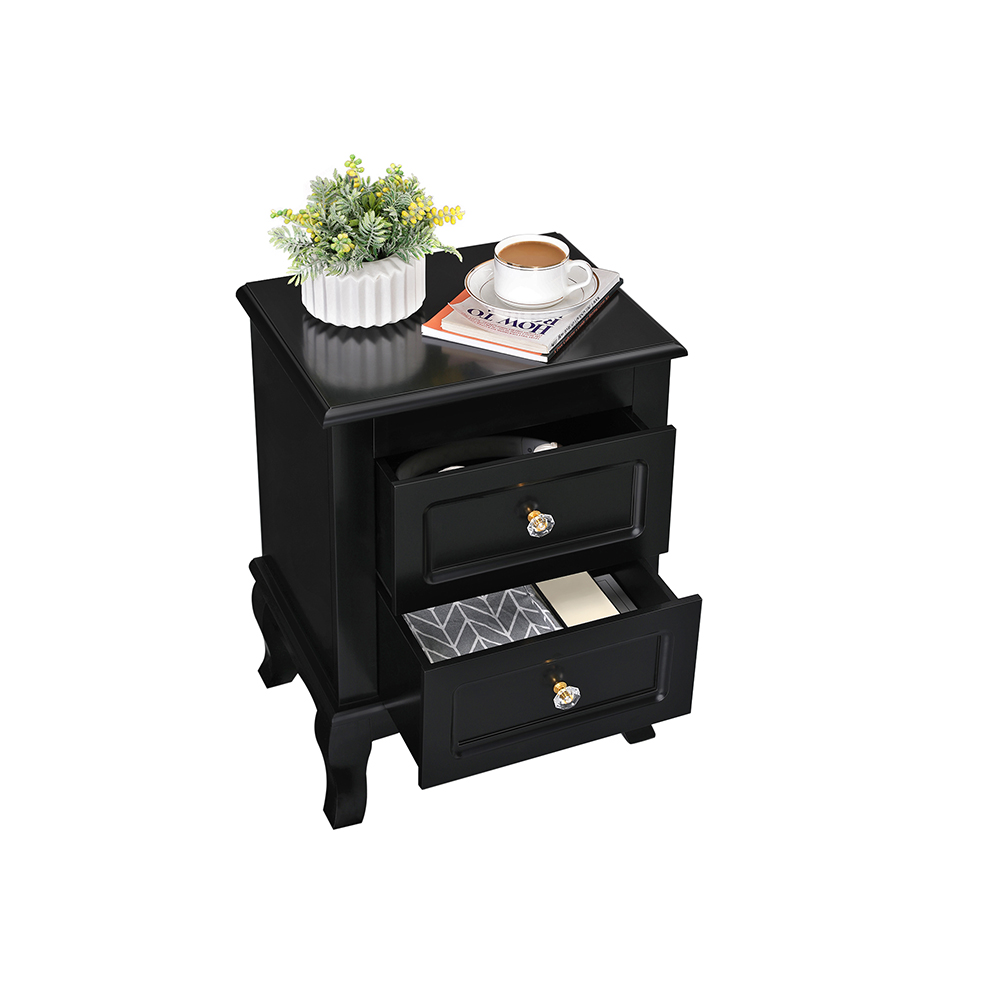 Bedside tables 2 pieces black - Image 2