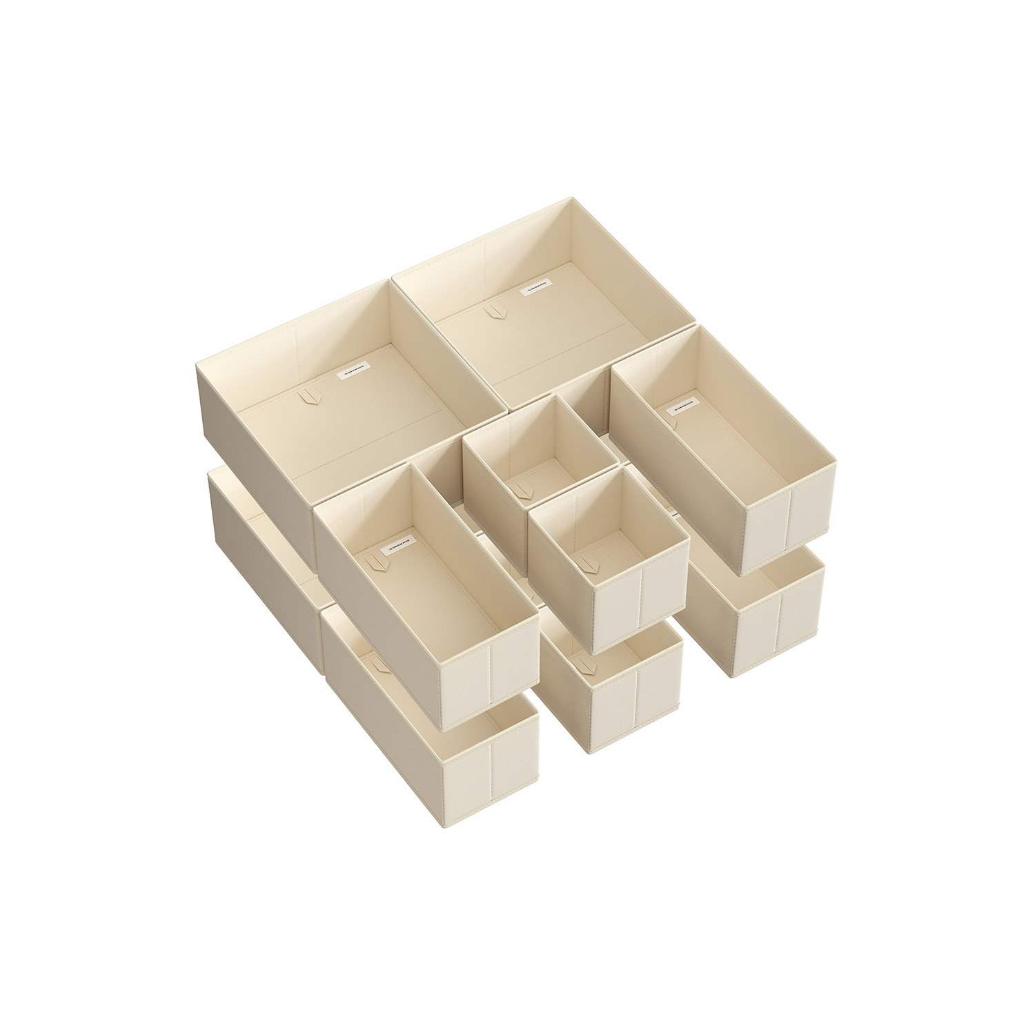 Storage box for drawer set of 12 sand beige