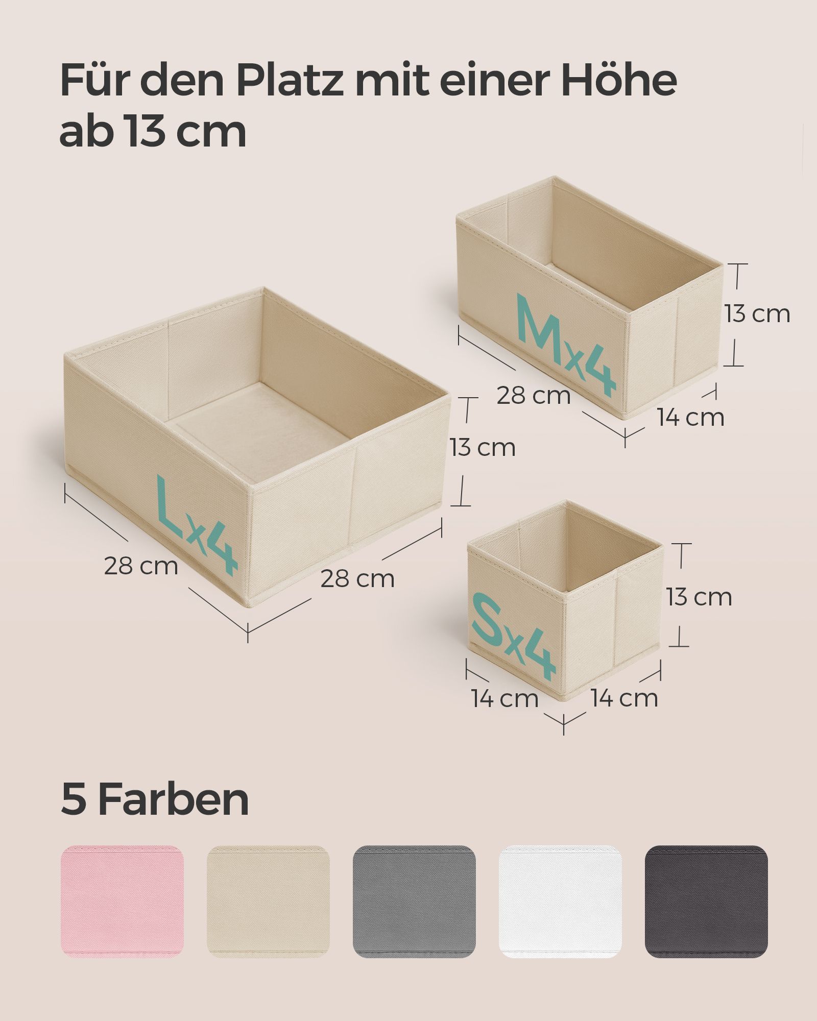 Storage box for drawer set of 12 sand beige - Image 4