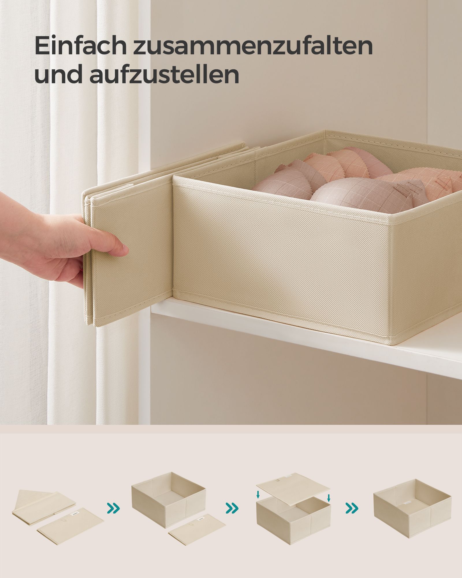 Storage box for drawer set of 12 sand beige - Image 6