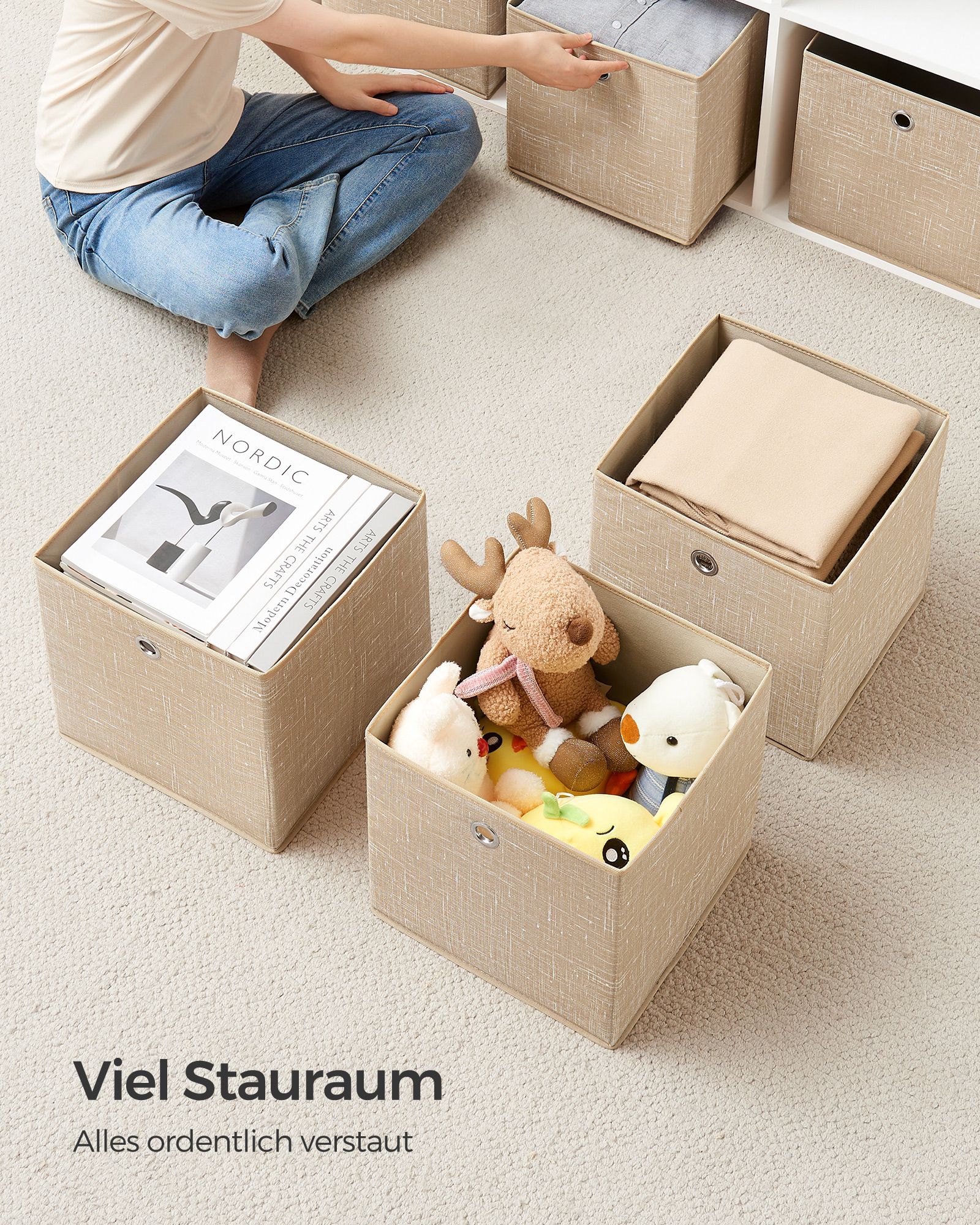 Storage box set of 6 sand beige - Image 3