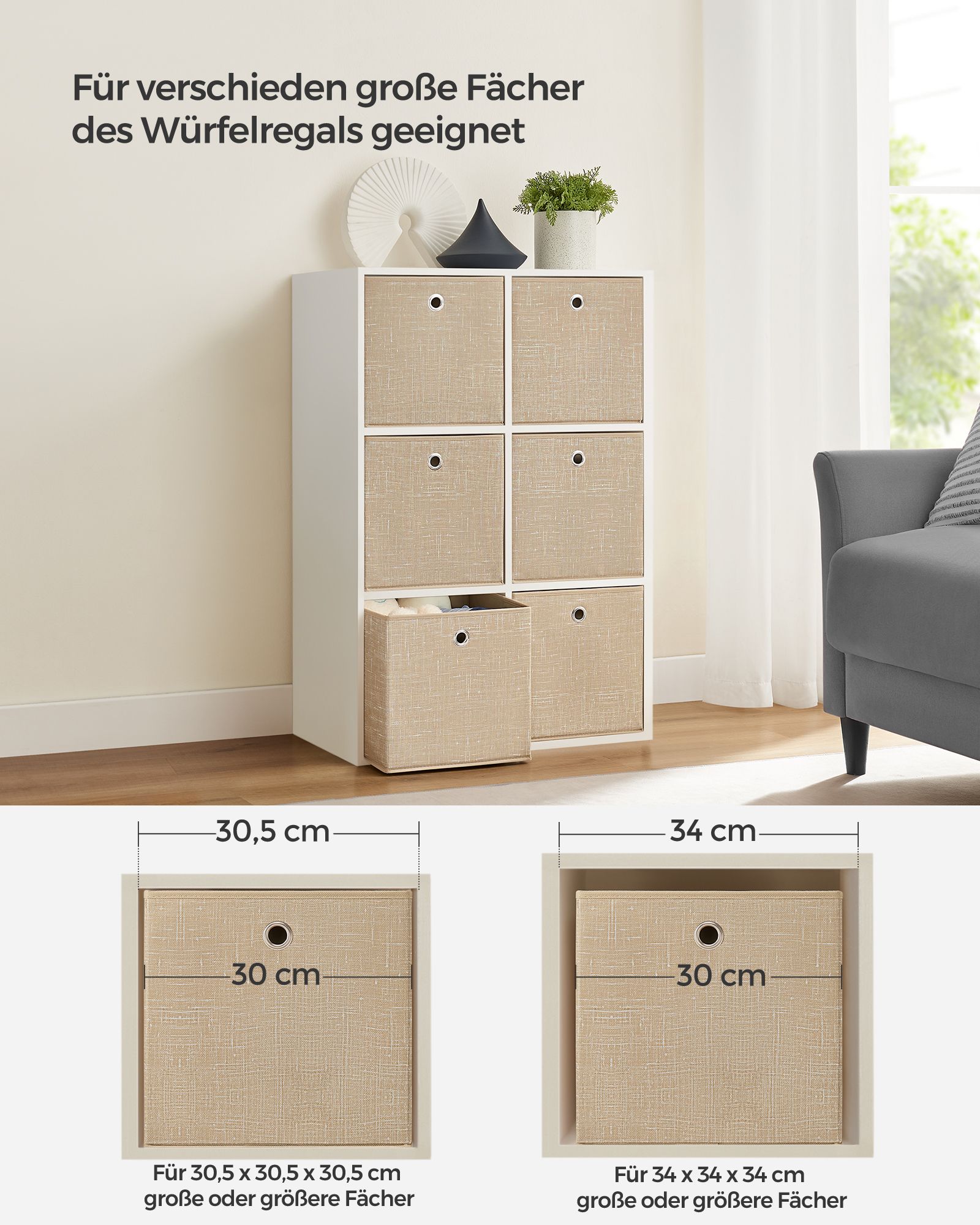Storage box set of 6 sand beige - Image 5