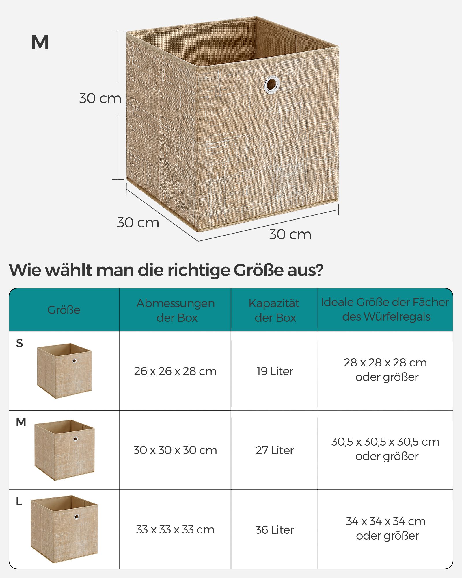 Storage box set of 6 sand beige - Image 6