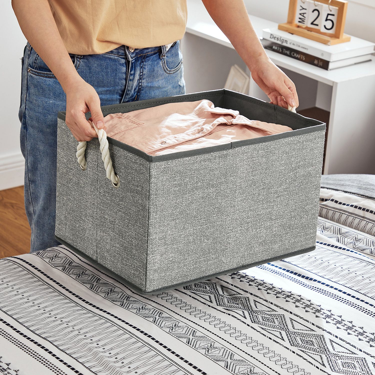 Storage boxes without lid linen look grey - Image 6