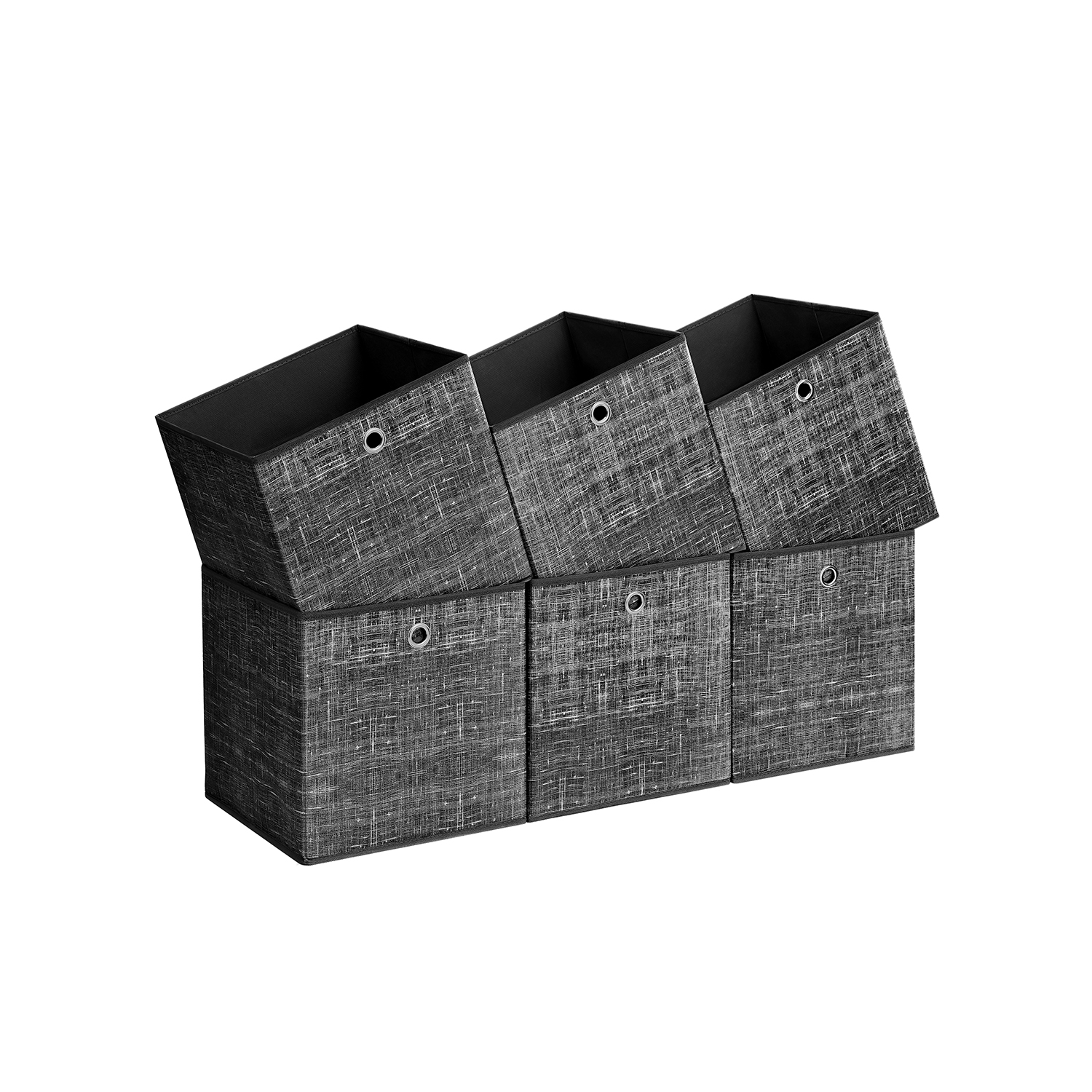 Förvaringslåda 33cm set om 6 svartmelerade