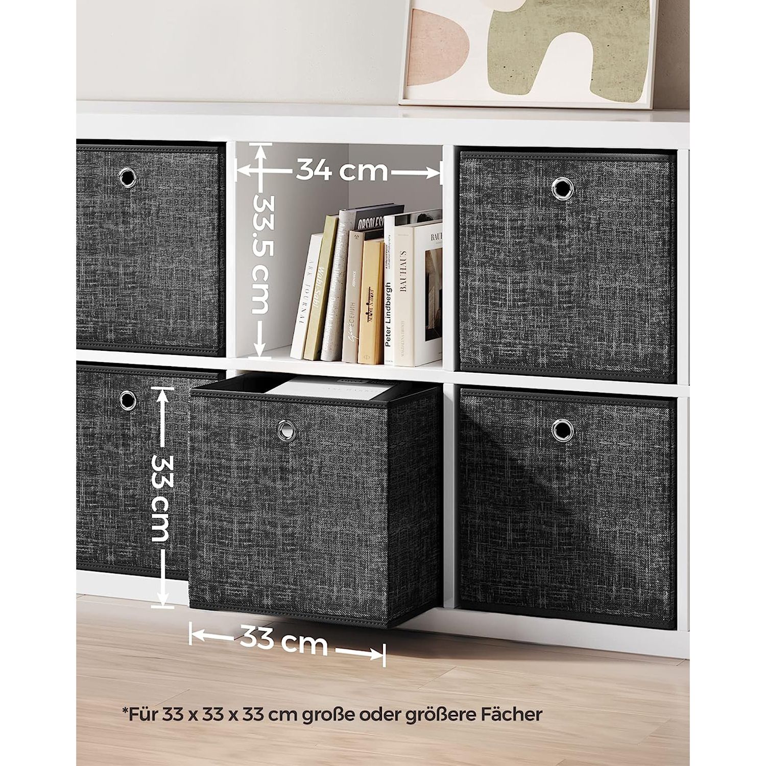 Förvaringslåda 33cm set om 6 svartmelerade - Bild 3
