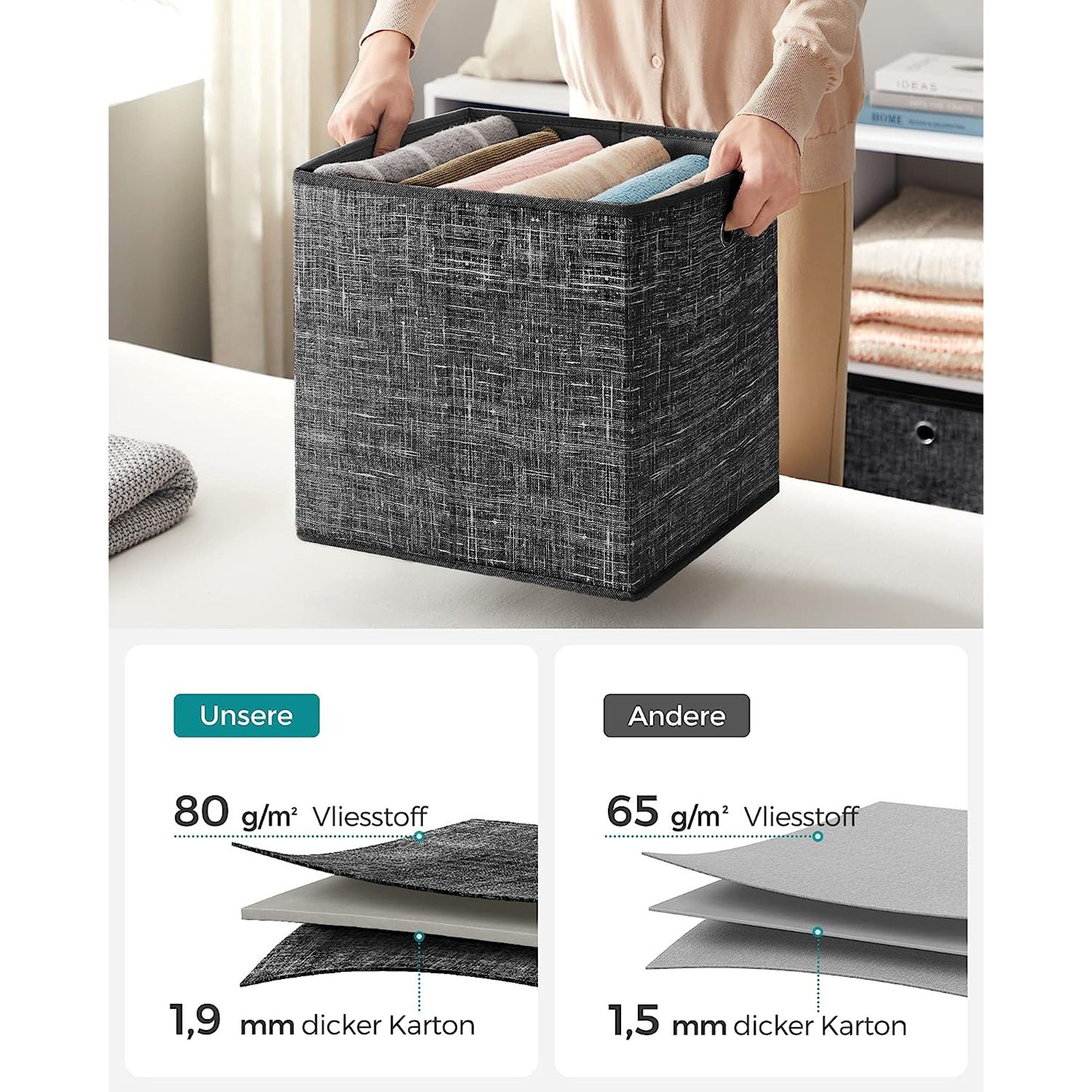 Förvaringslåda 33cm set om 6 svartmelerade - Bild 5