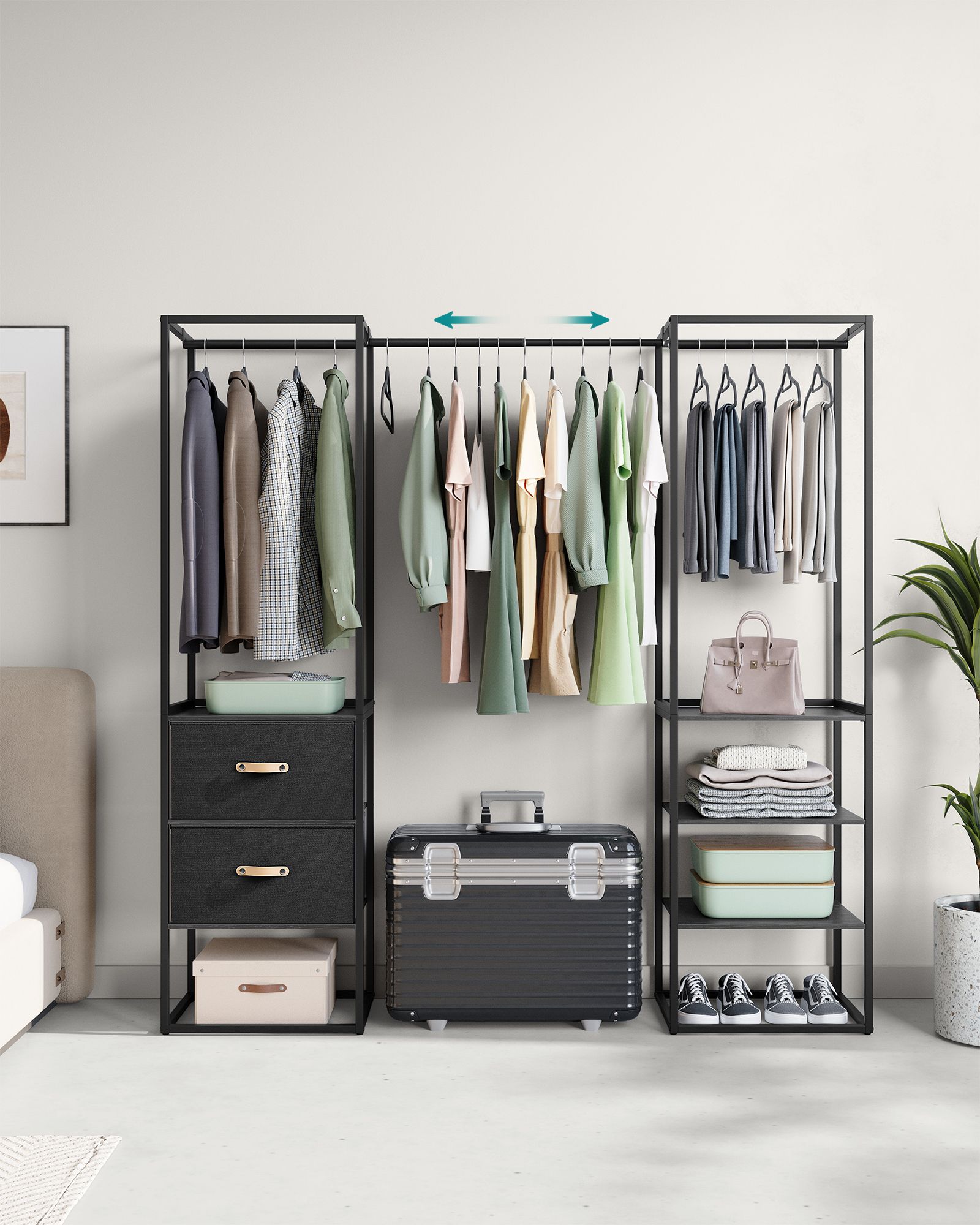 Coat rack with 2 drawers ebony black - Image 3