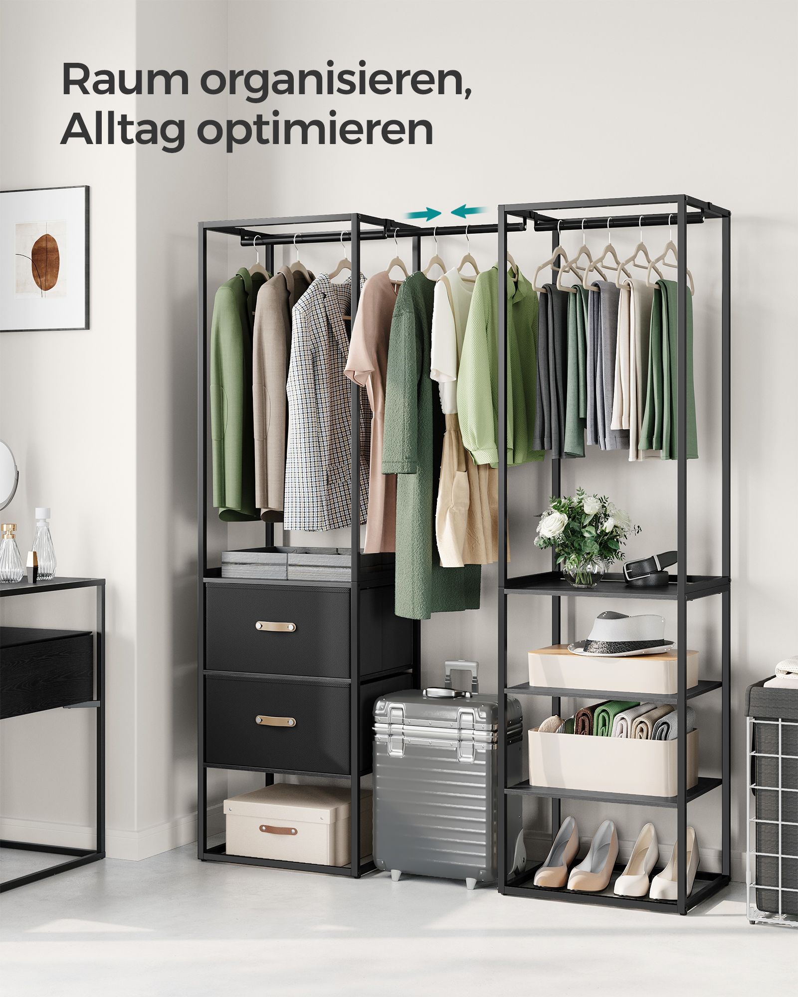 Coat rack with 2 drawers ebony black - Image 4