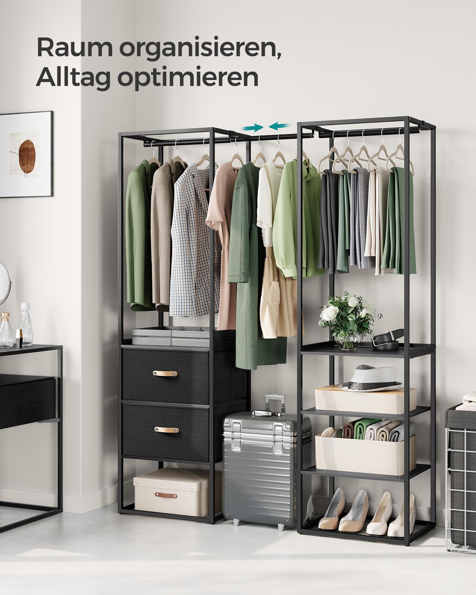 Coat rack with 2 drawers ebony black - Image 5